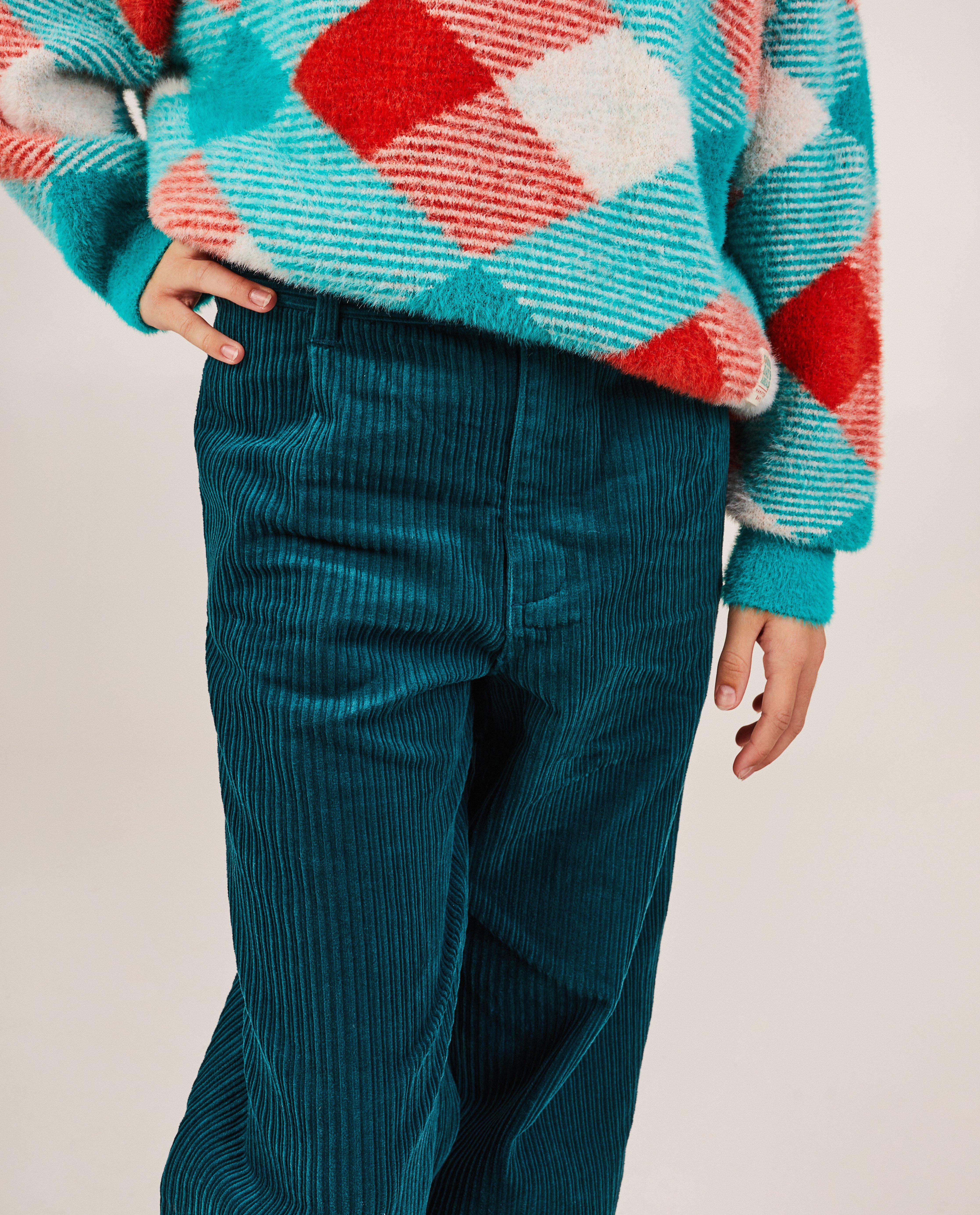 Pantalons - Pantalon vert en velours côtelé, 7-14 ans