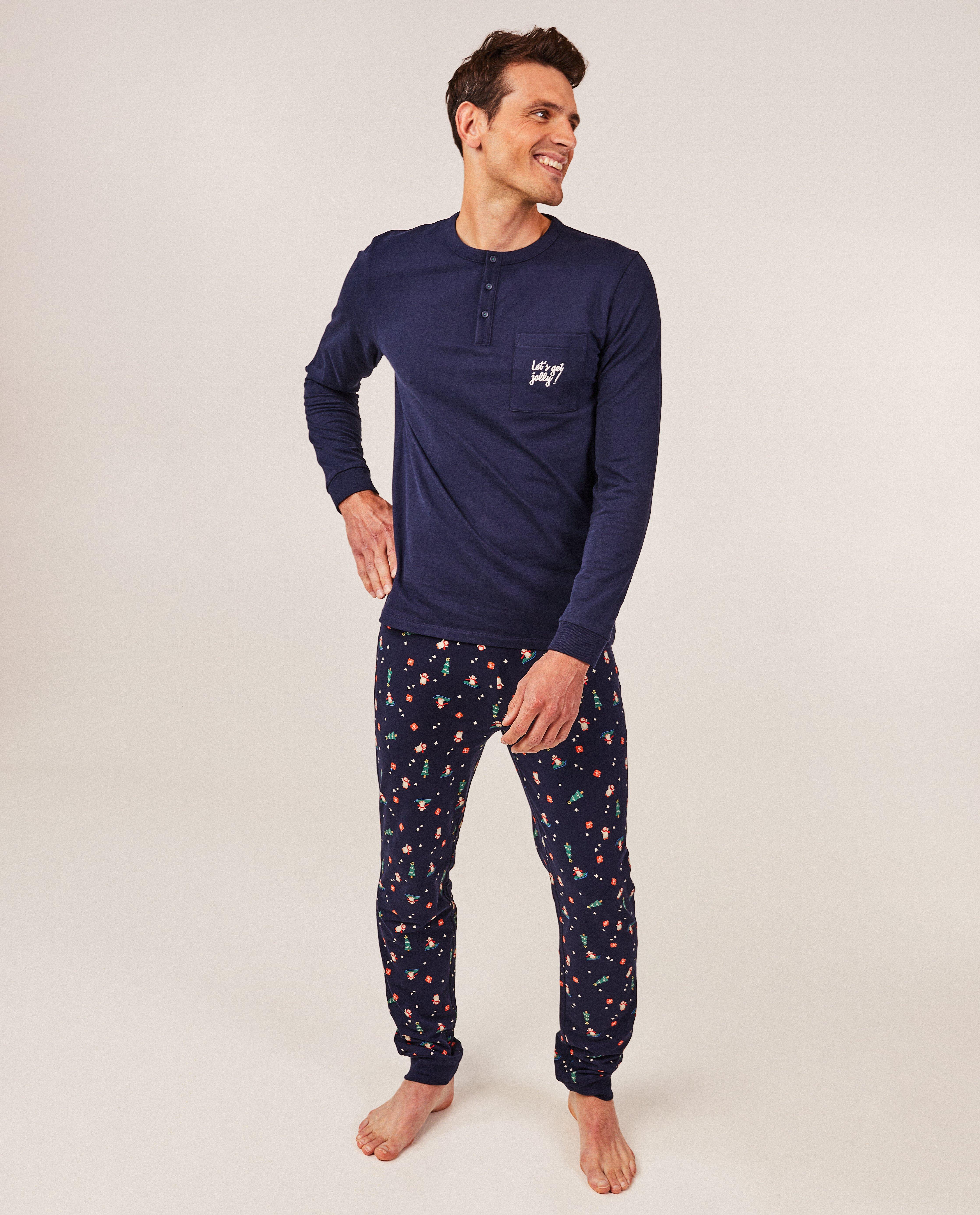 Pyjama &agrave; imprim&eacute; de No&euml;l, hommes - D&eacute;tails du produit - bleu fonc&eacute; - image num&eacute;ro 2