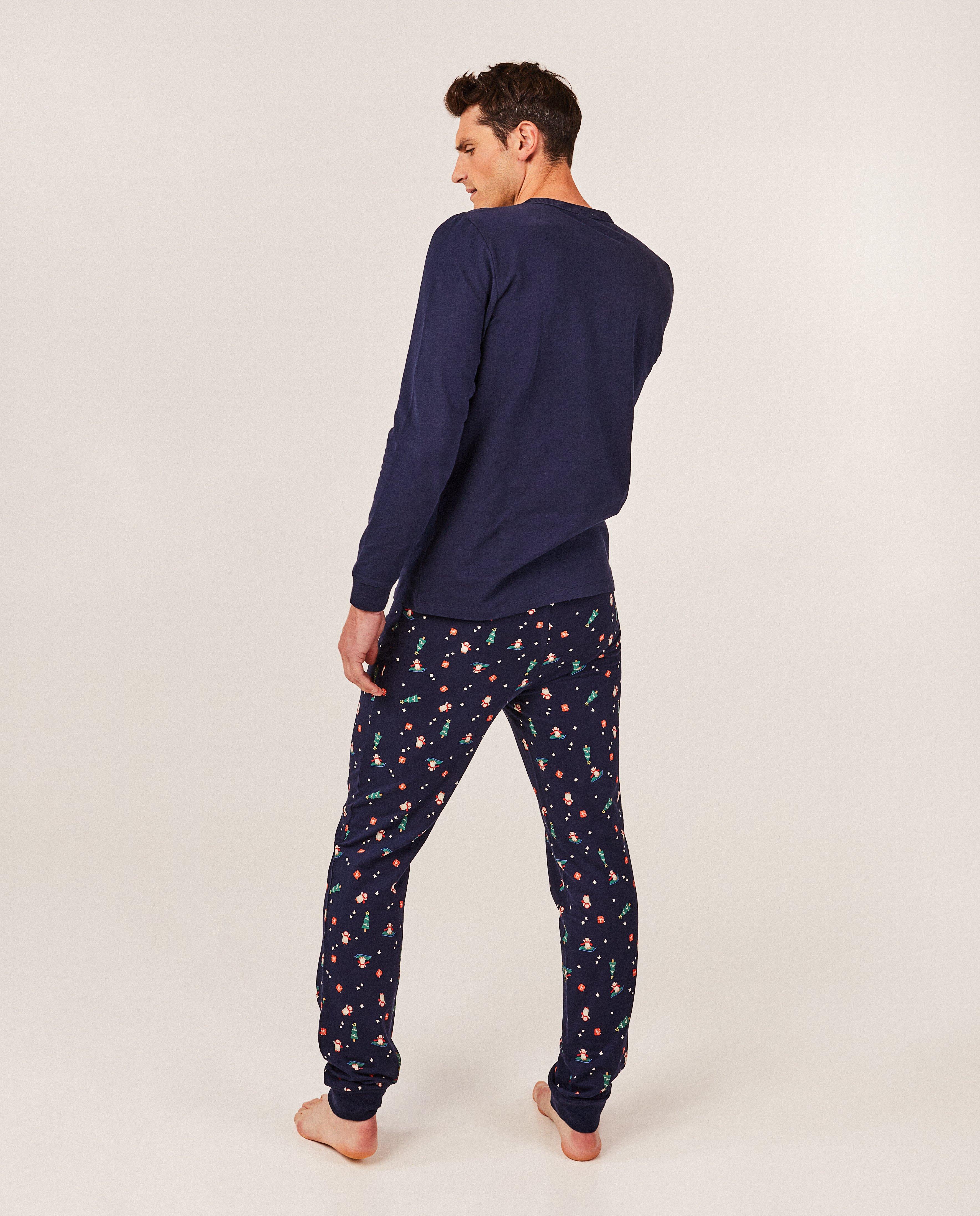 Pyjama &agrave; imprim&eacute; de No&euml;l, hommes - D&eacute;tails du produit - bleu fonc&eacute; - image num&eacute;ro 3