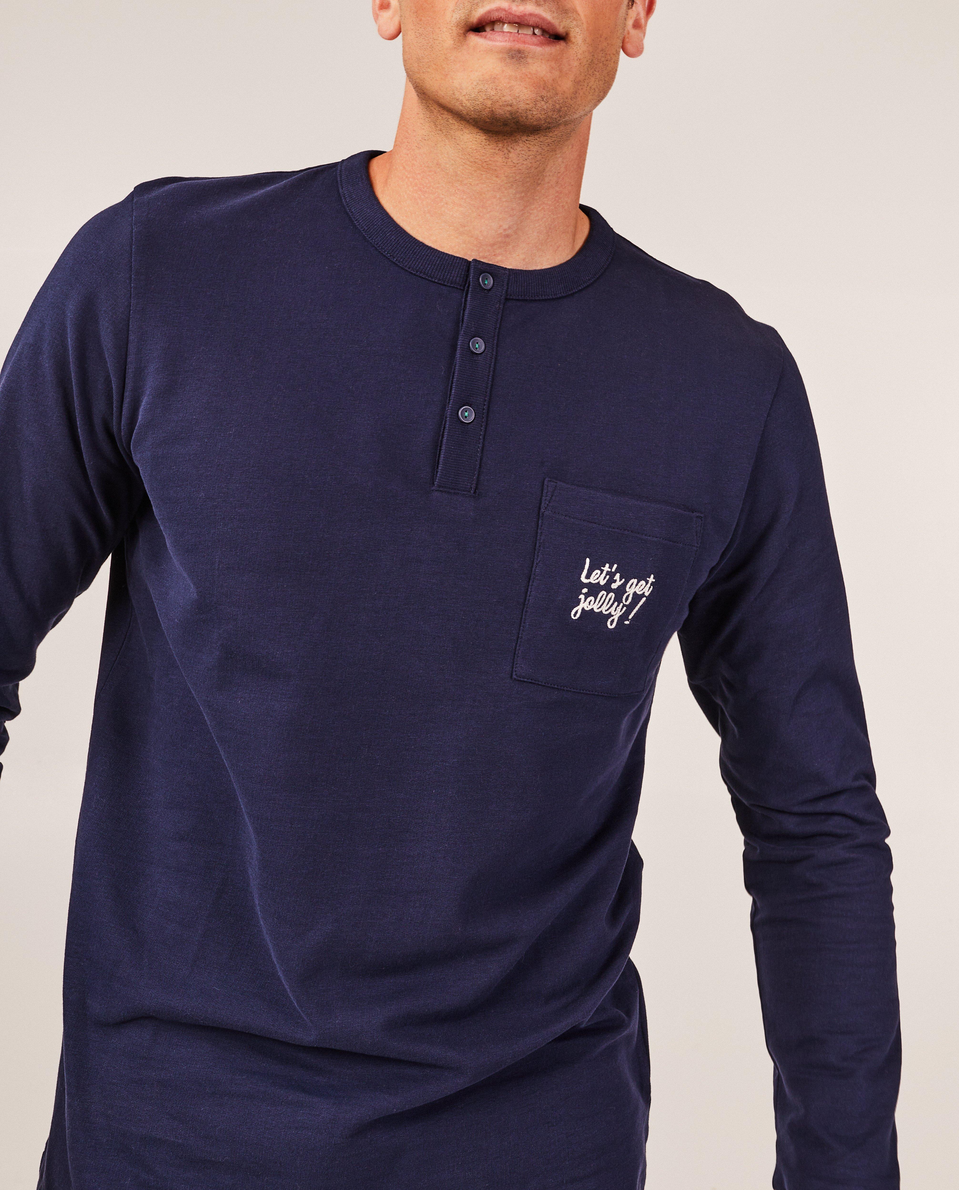 Pyjama &agrave; imprim&eacute; de No&euml;l, hommes - D&eacute;tails du produit - bleu fonc&eacute; - image num&eacute;ro 4