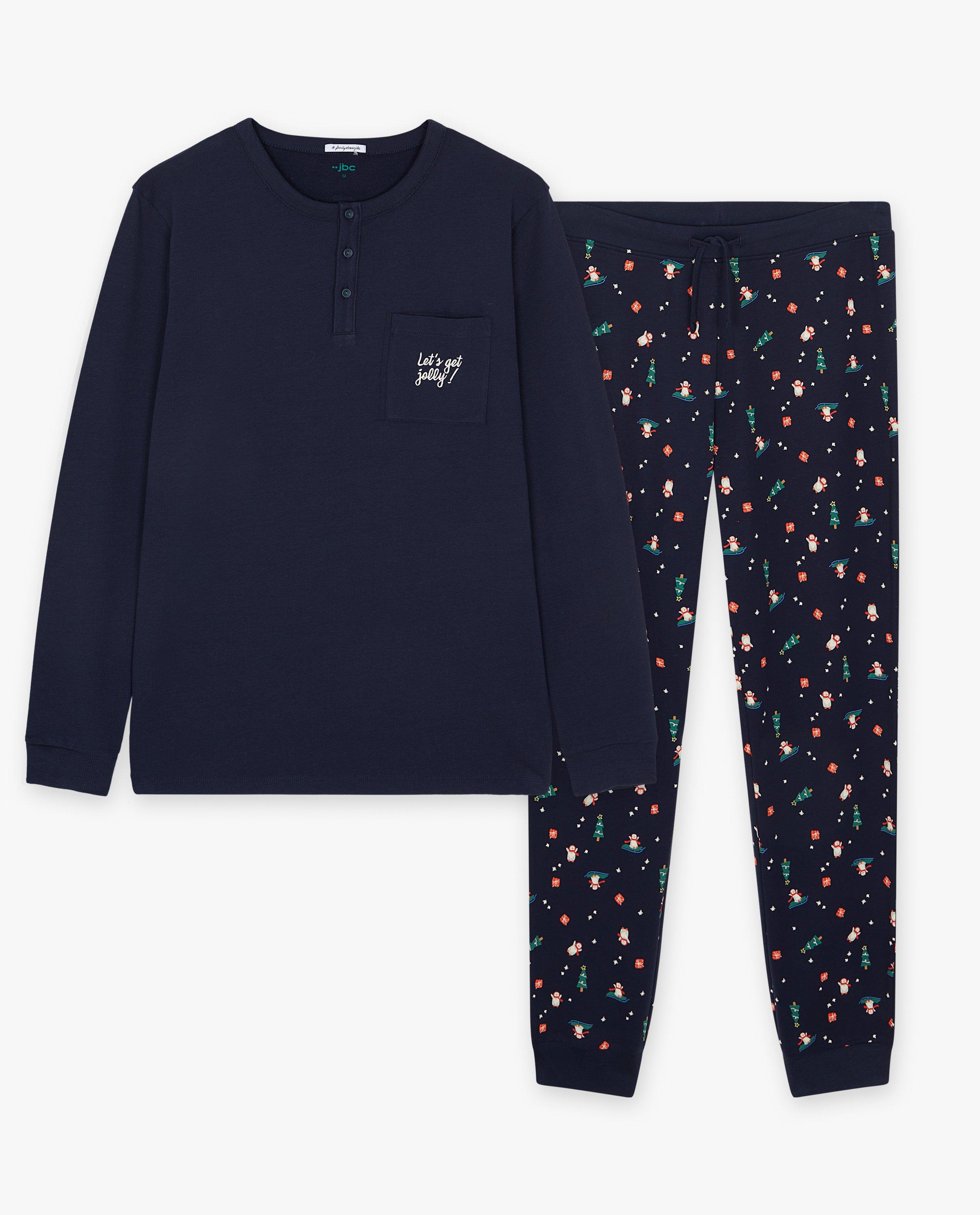 Pyjama &agrave; imprim&eacute; de No&euml;l, hommes - D&eacute;tails du produit - bleu fonc&eacute; - image num&eacute;ro 5