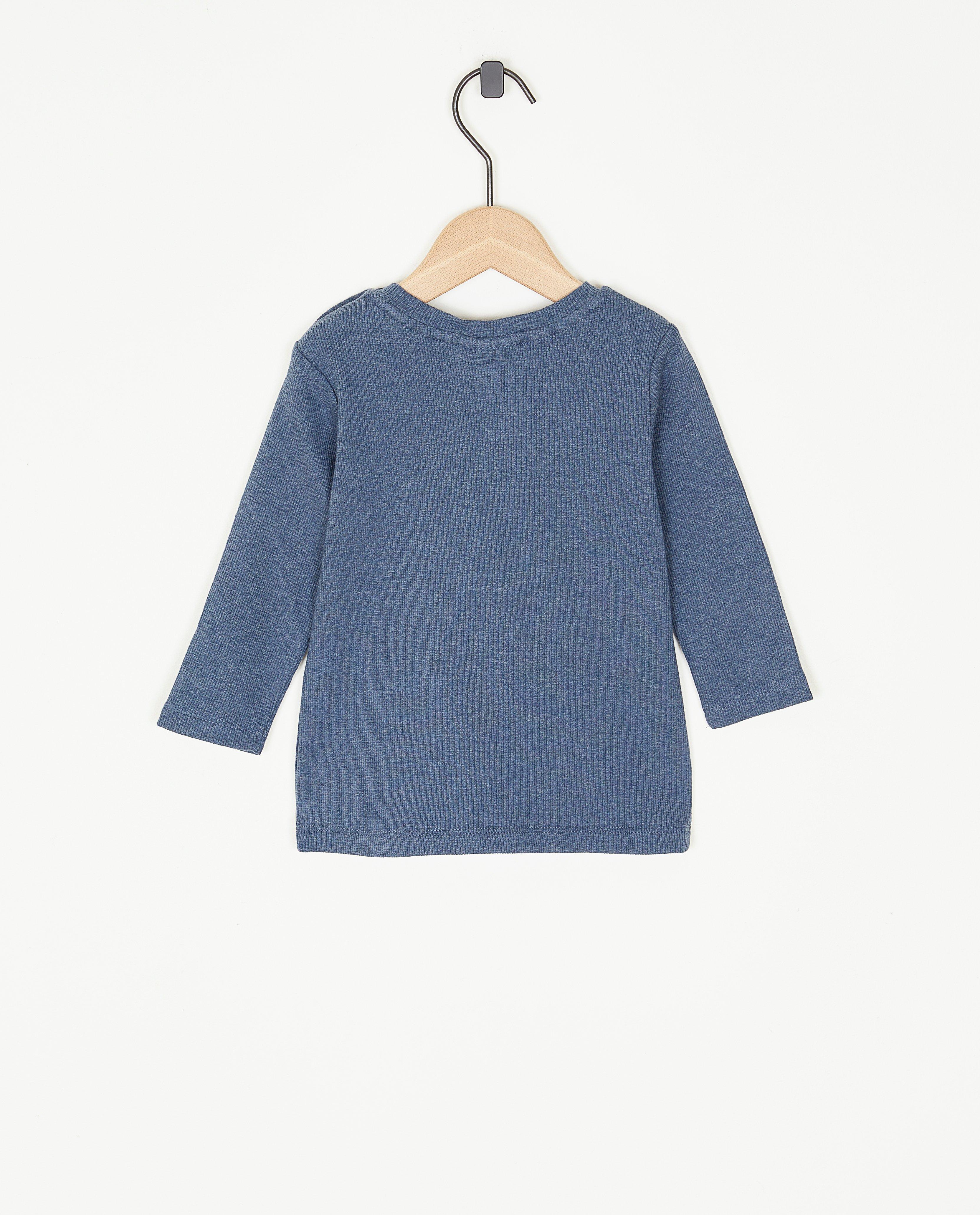 T-shirts - Blauwe longsleeve met rib