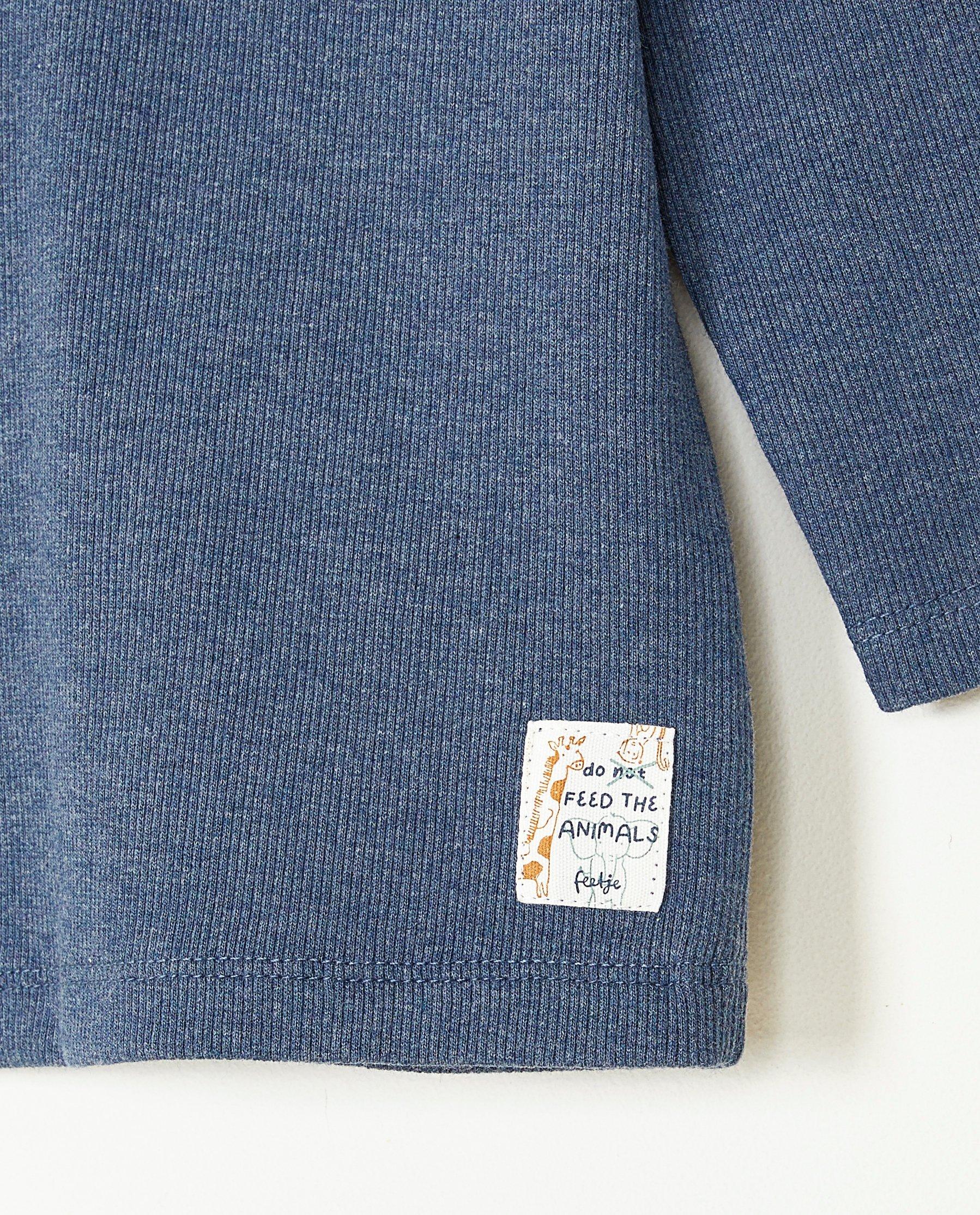 T-shirts - Blauwe longsleeve met rib