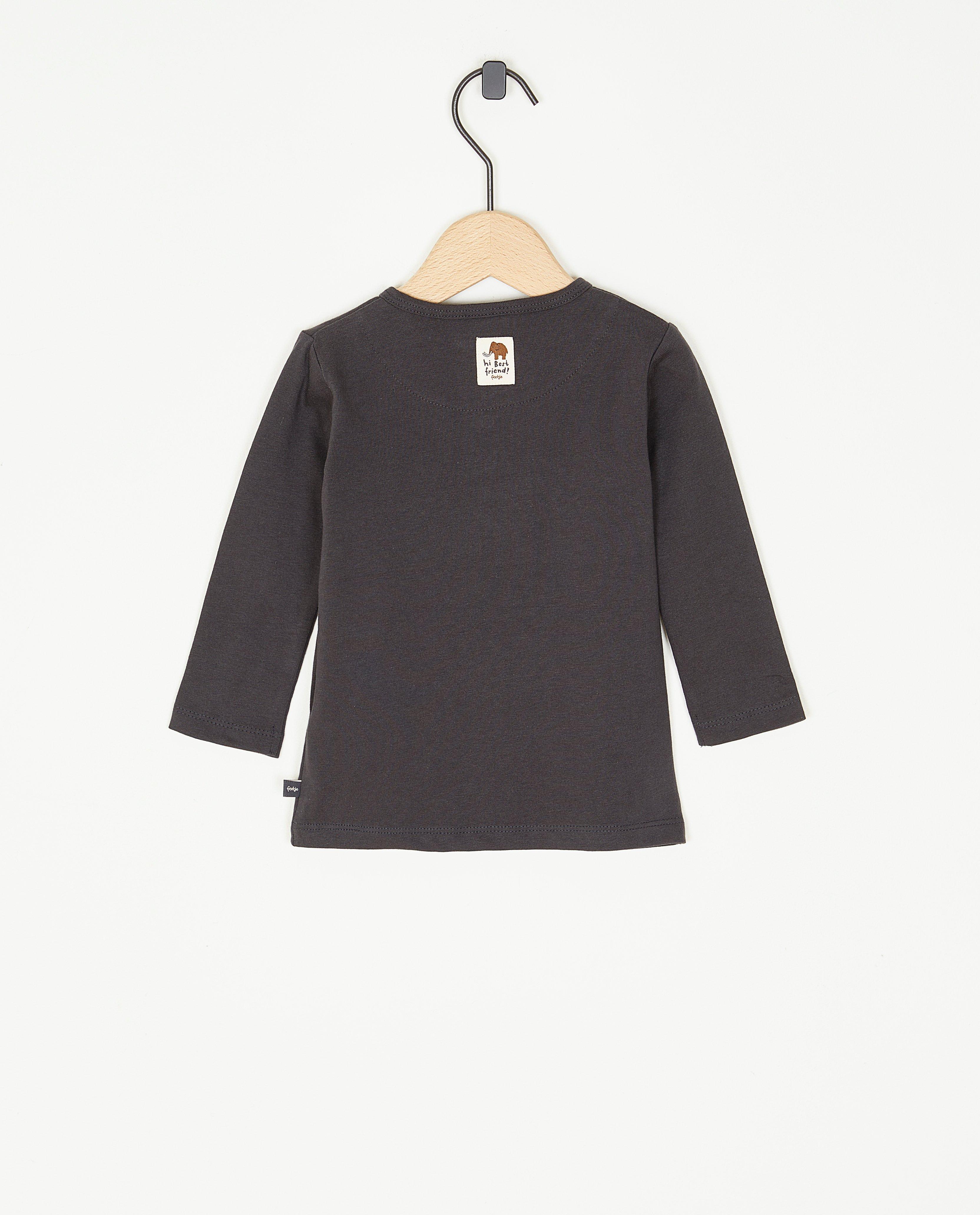 T-shirts - Donkergrijze longsleeve met opschrift