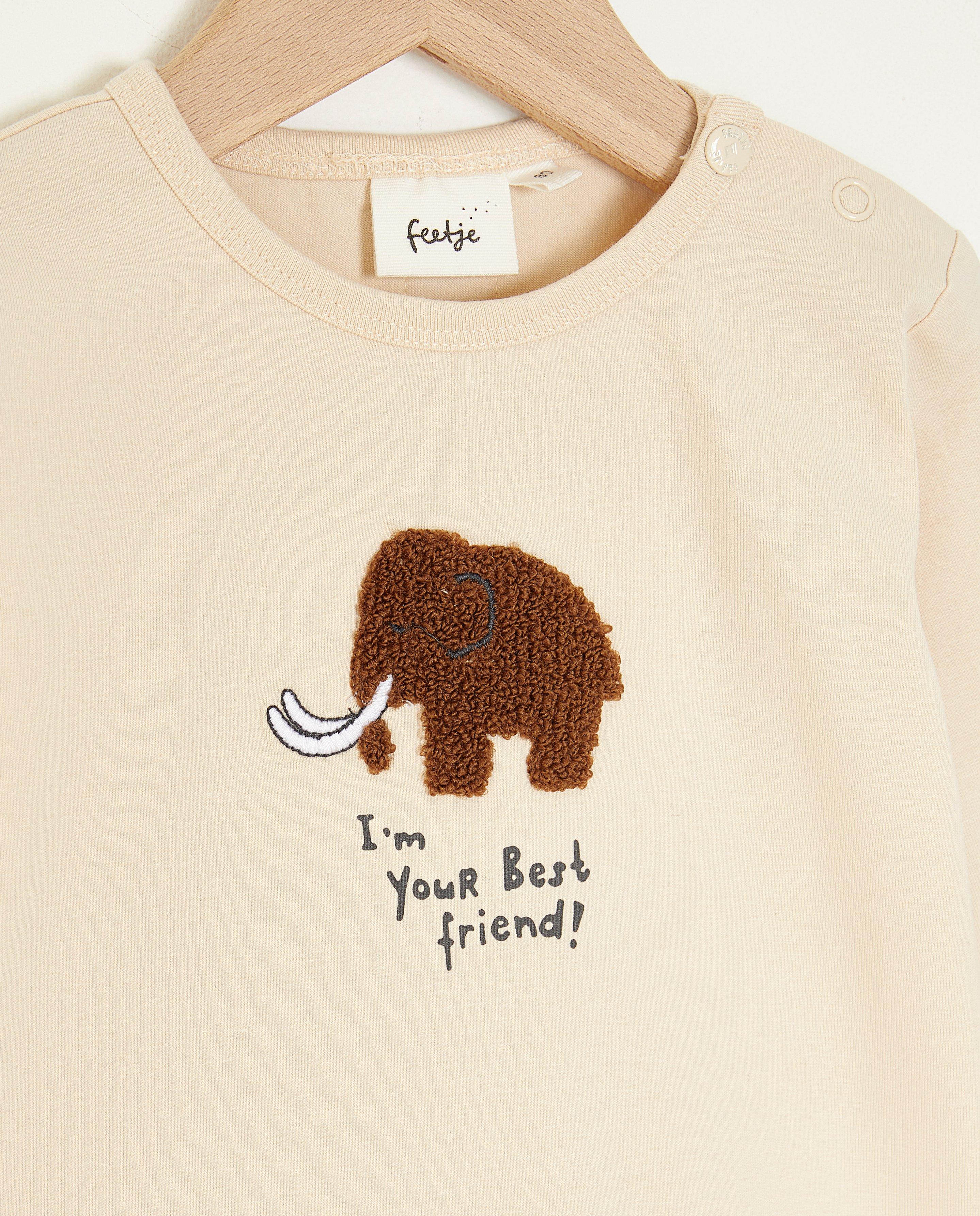 T-shirts - Beige longsleeve met bouclé-print