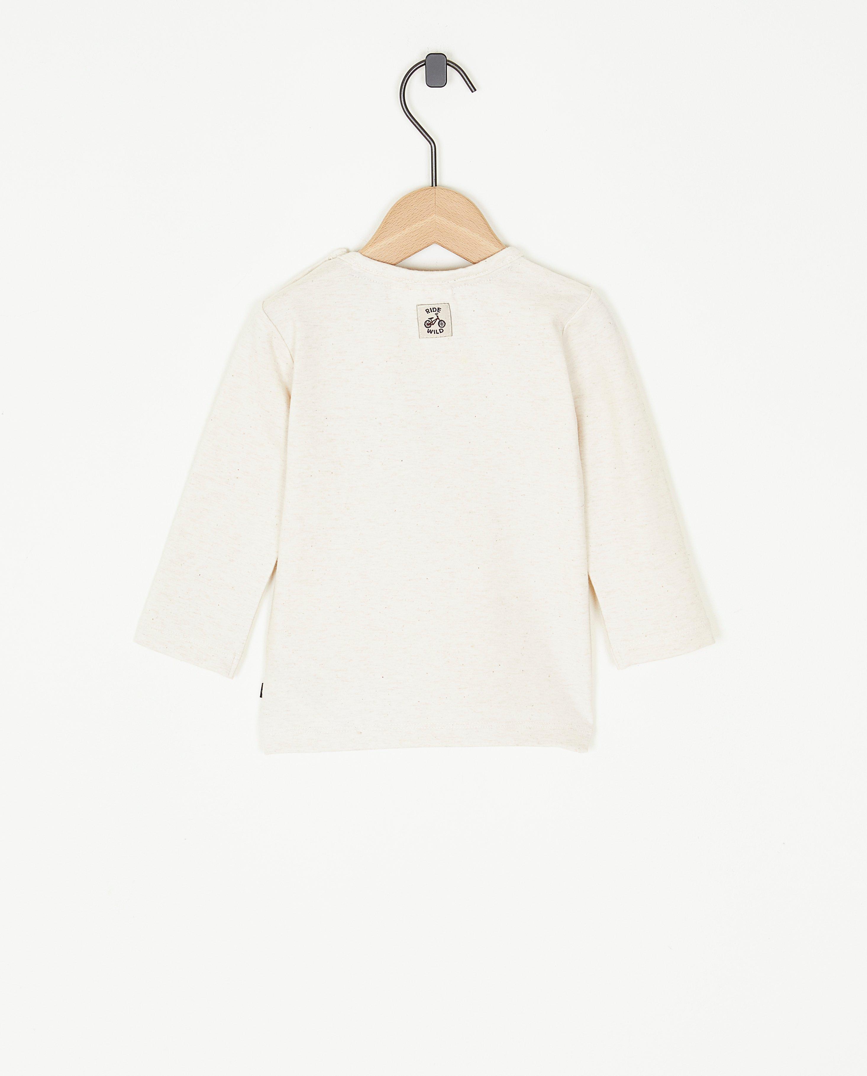 T-shirts - Beige longsleeve met print