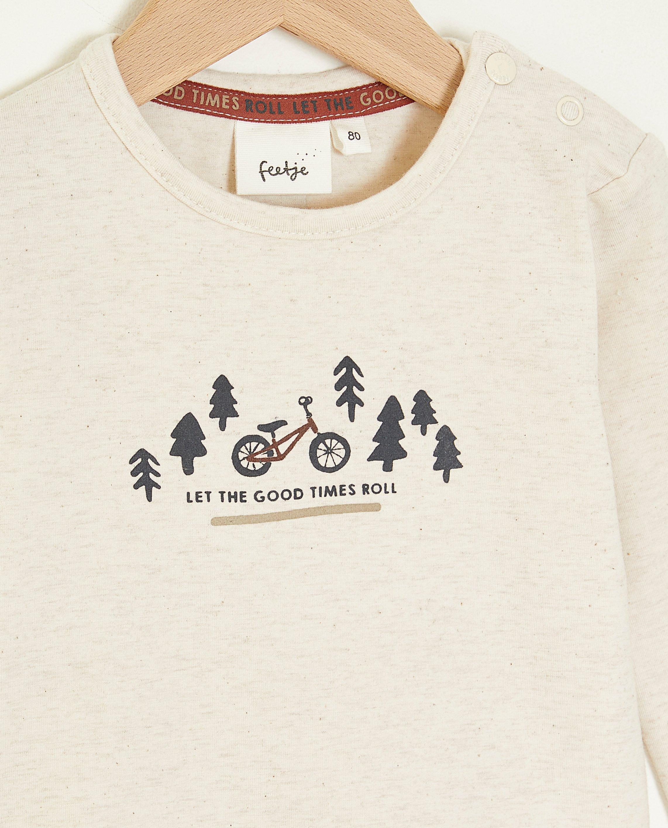 T-shirts - Beige longsleeve met print