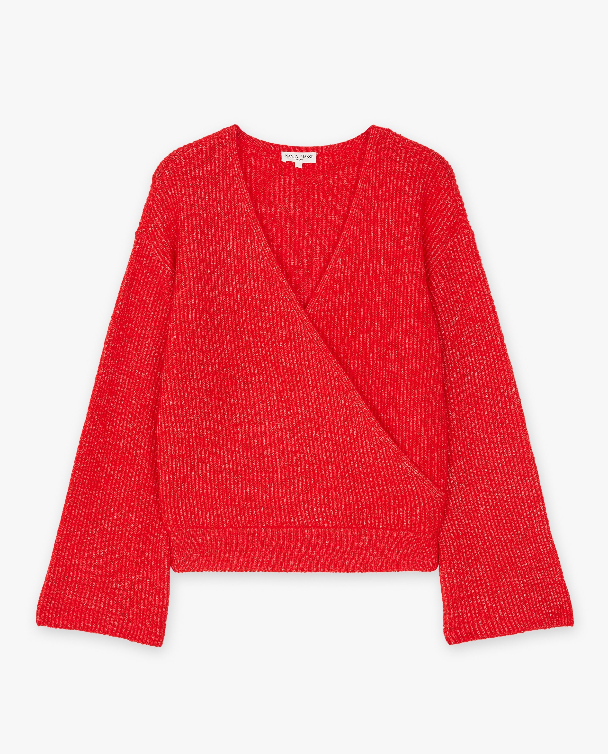 Truien - Rode trui met gebreid ribpatroon