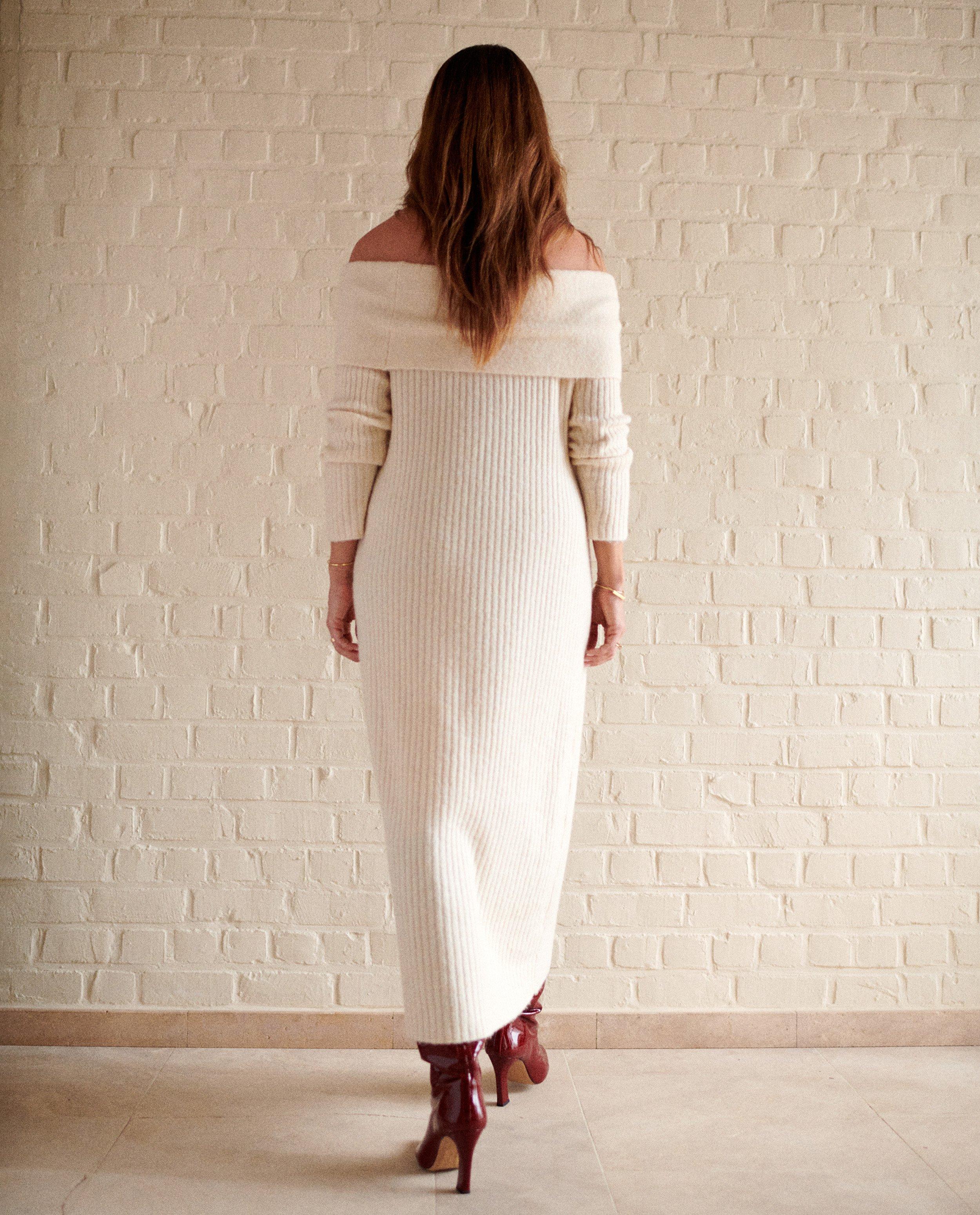 Kleedjes - Gebreide off-the-shoulderjurk