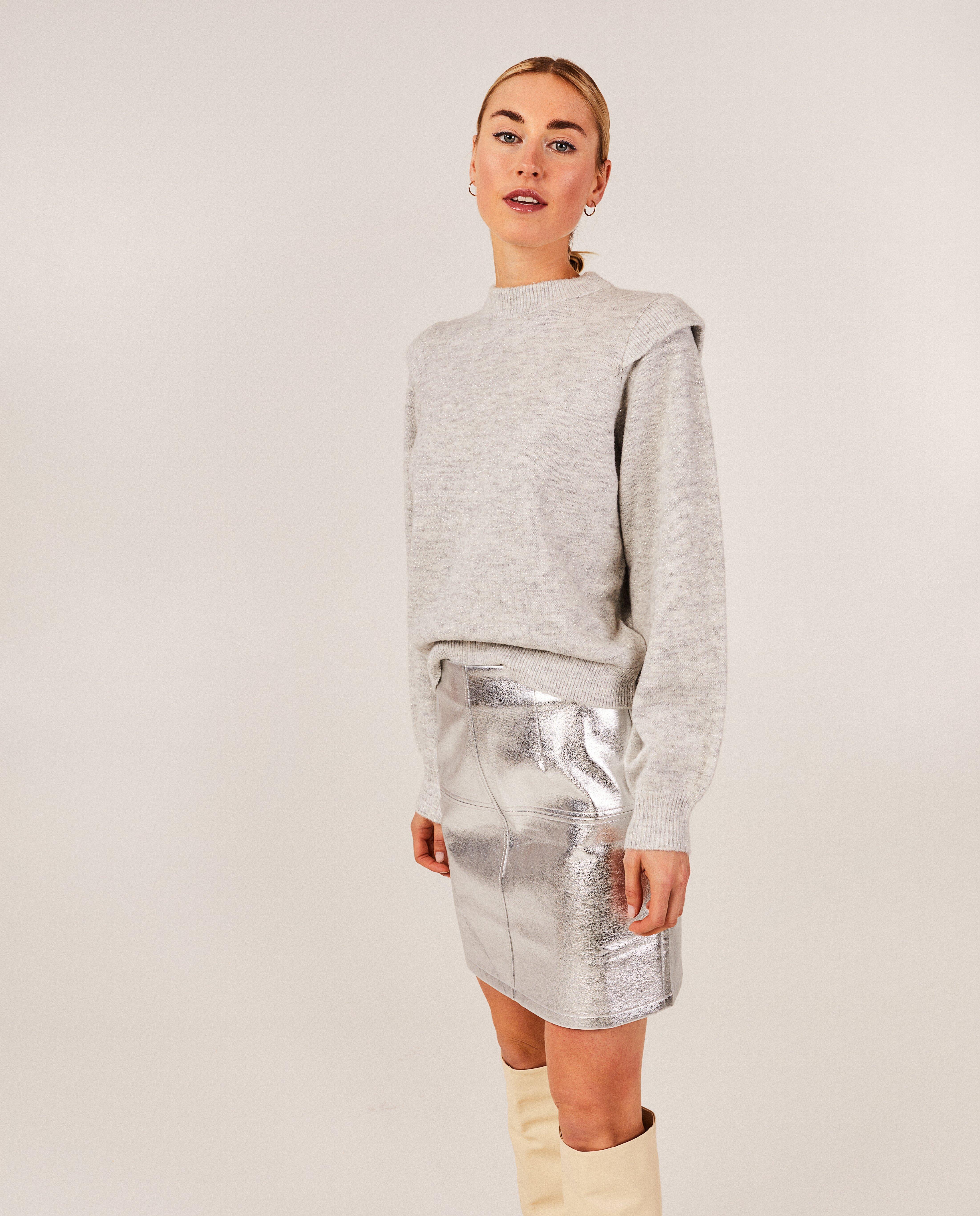 Pulls - Pull gris à fil métallisé