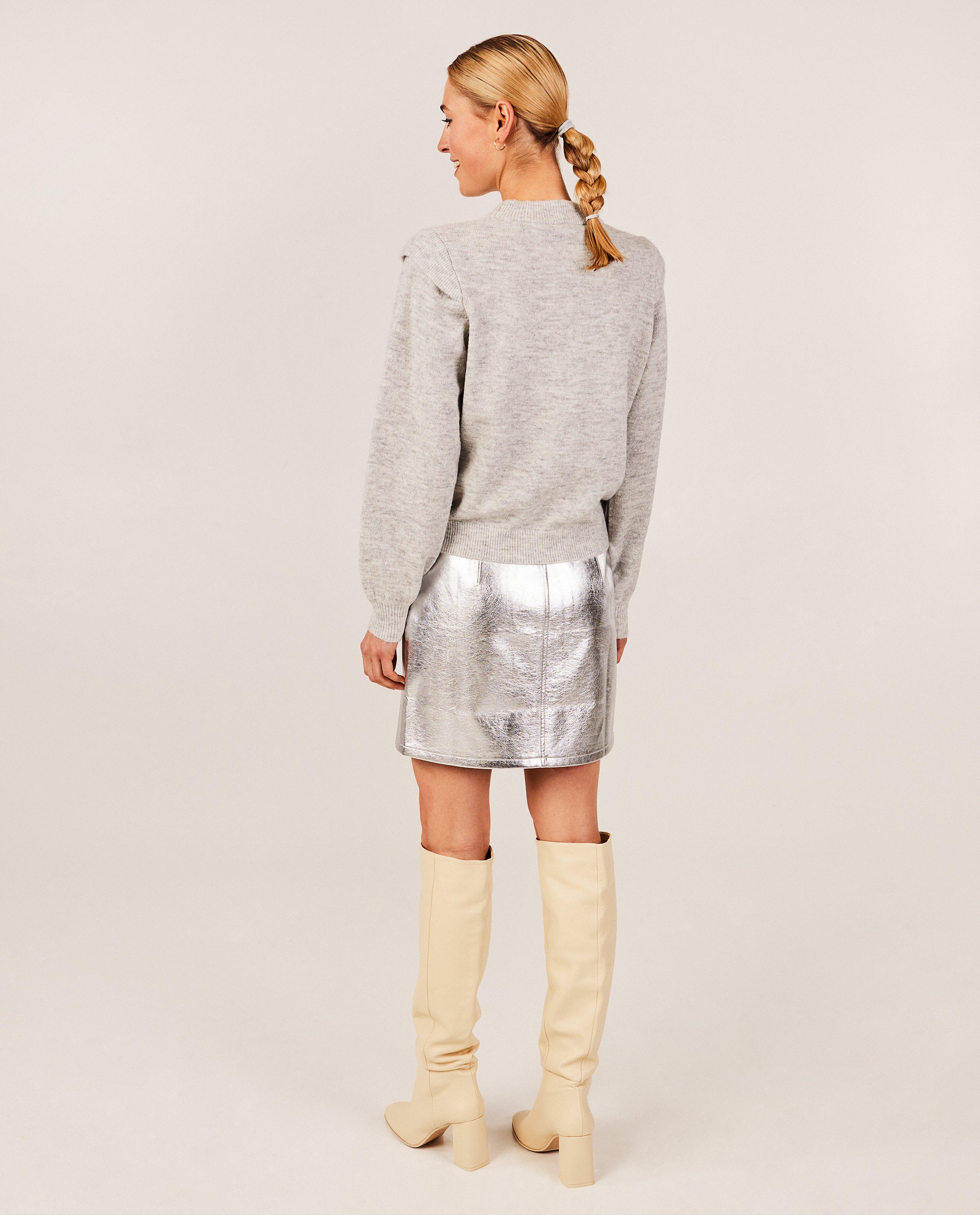 Pulls - Pull gris à fil métallisé