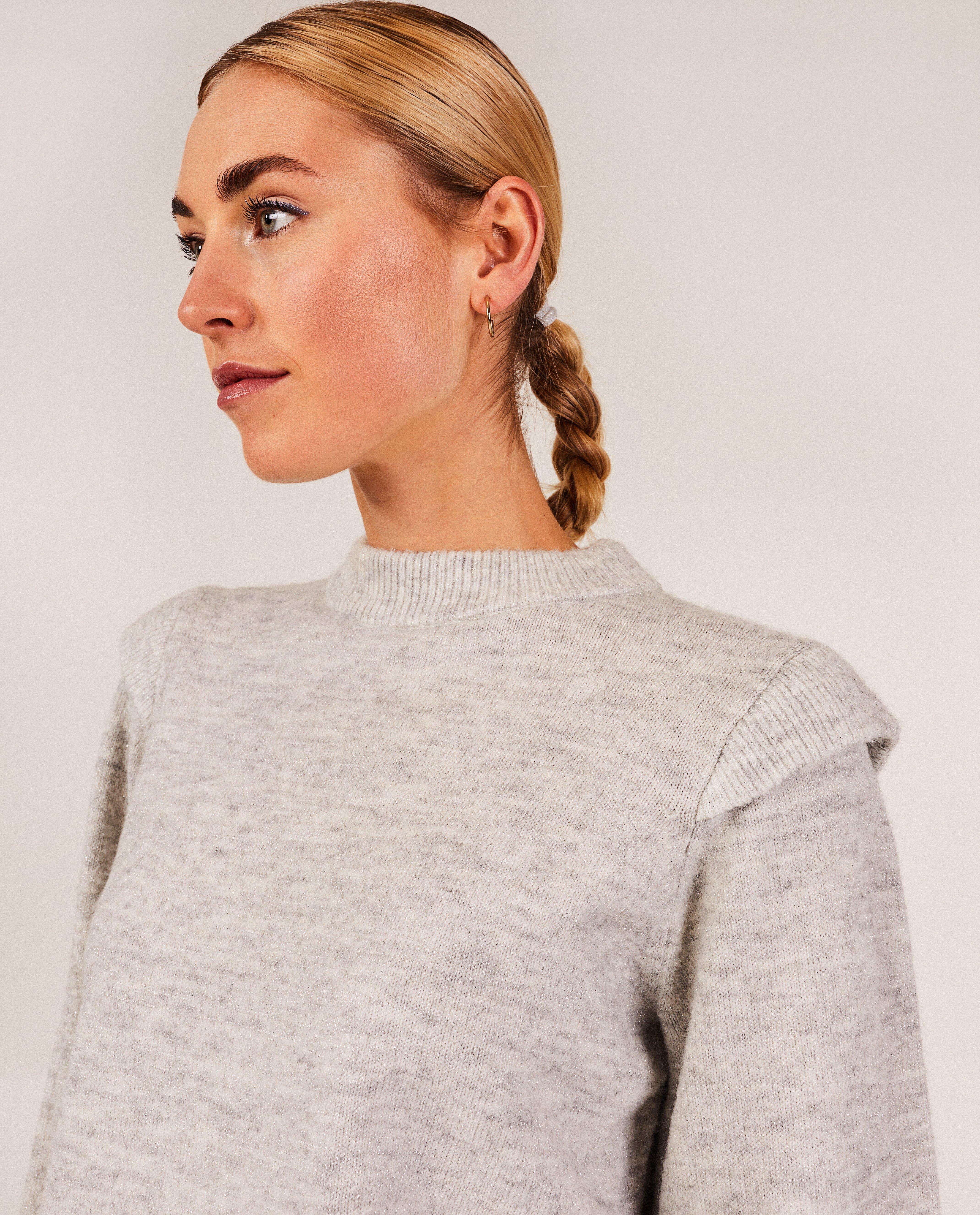 Pulls - Pull gris à fil métallisé