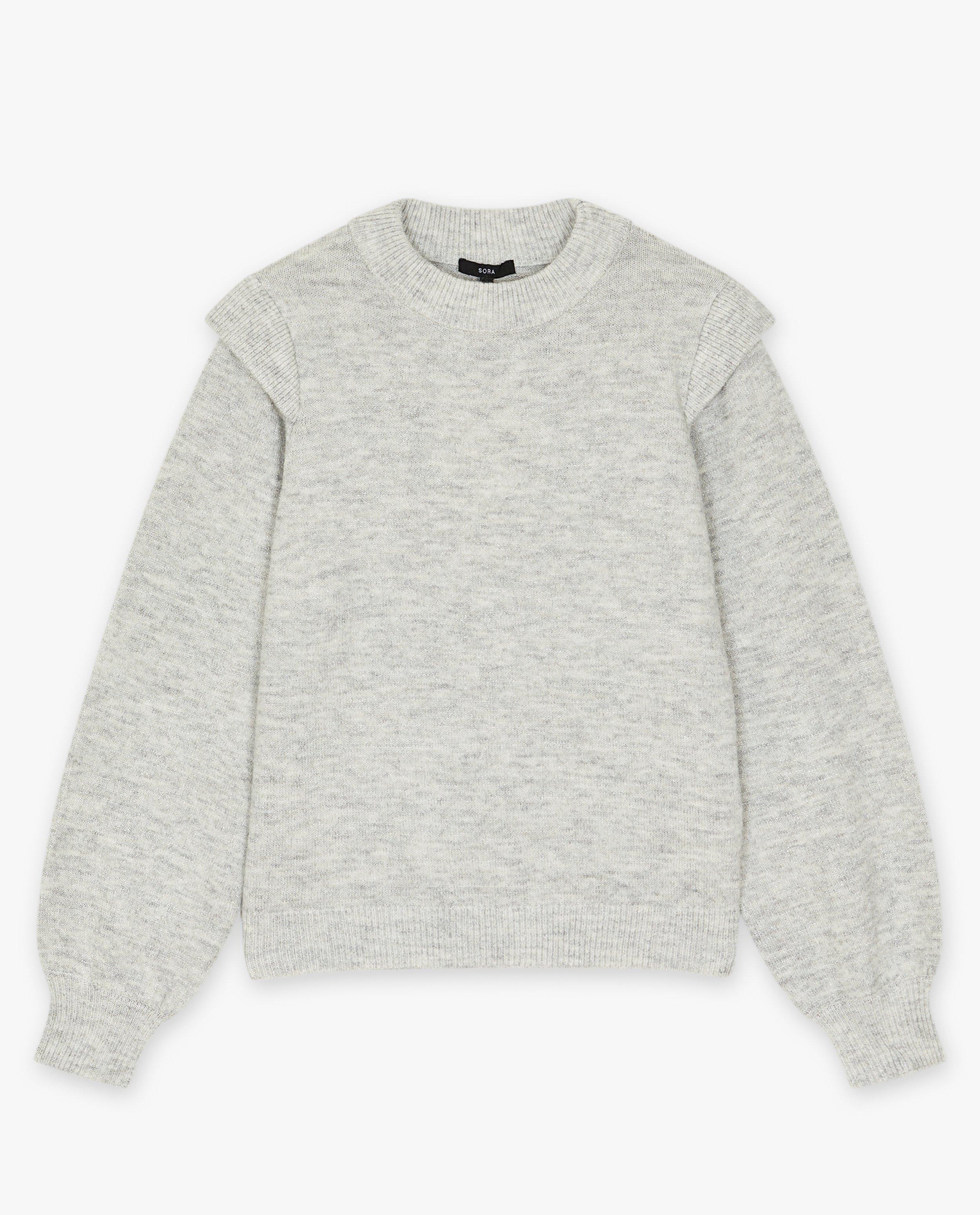 Pulls - Pull gris à fil métallisé