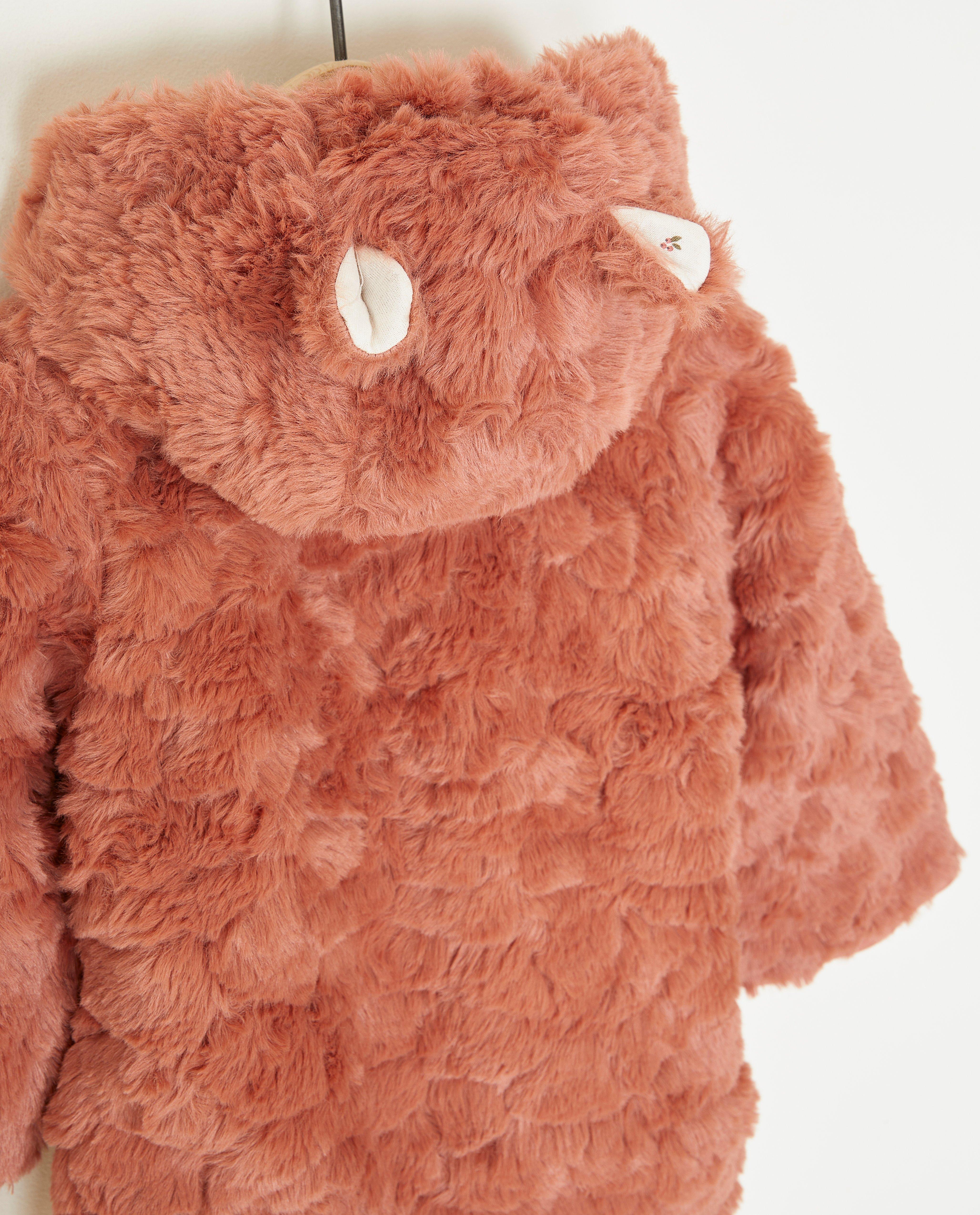 Veste duveteuse avec des petites oreilles d’ours - Détails du produit - rose foncé - image numéro 4