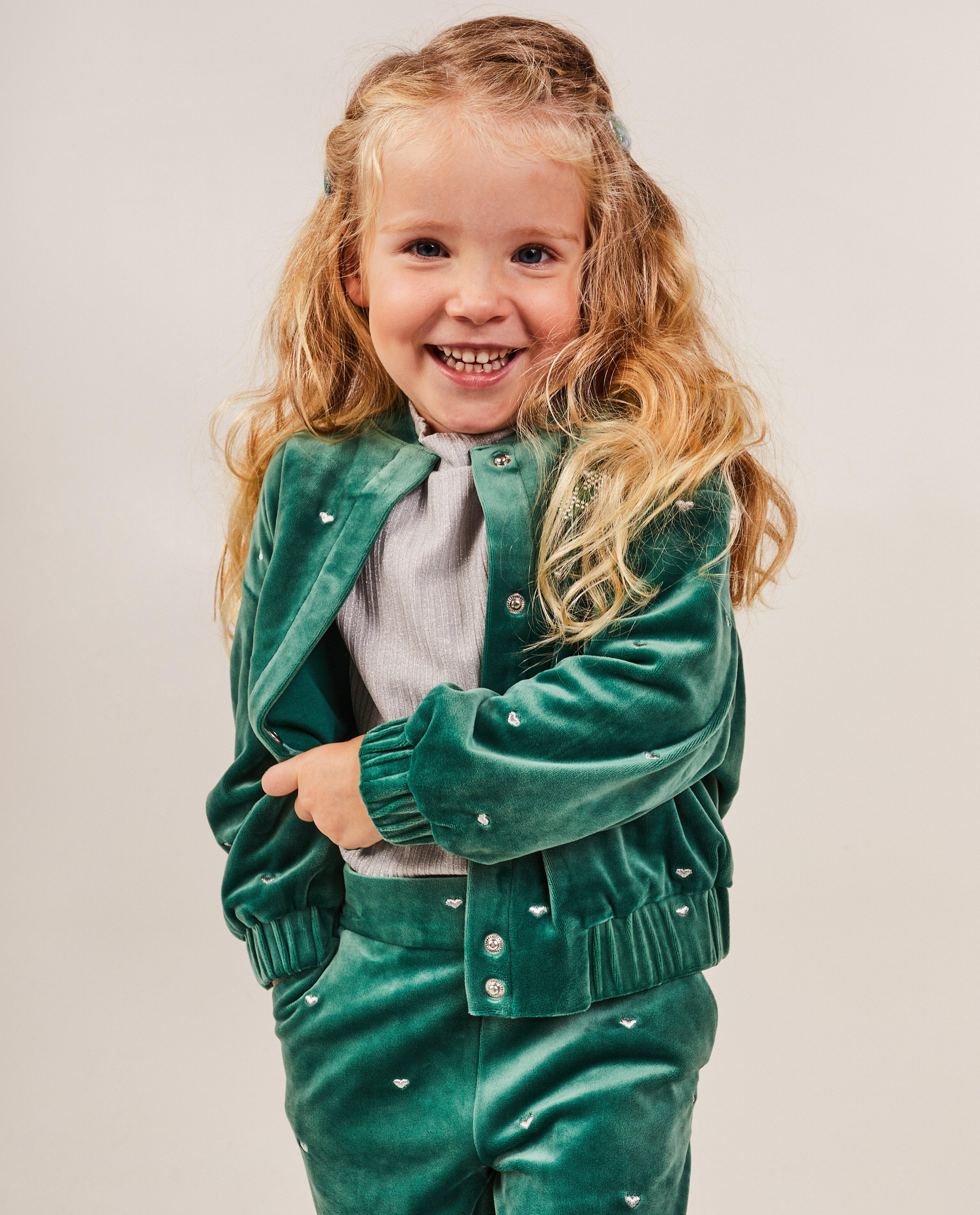 Cardigan - Bomber van fluweel met broche, 2-7 jaar