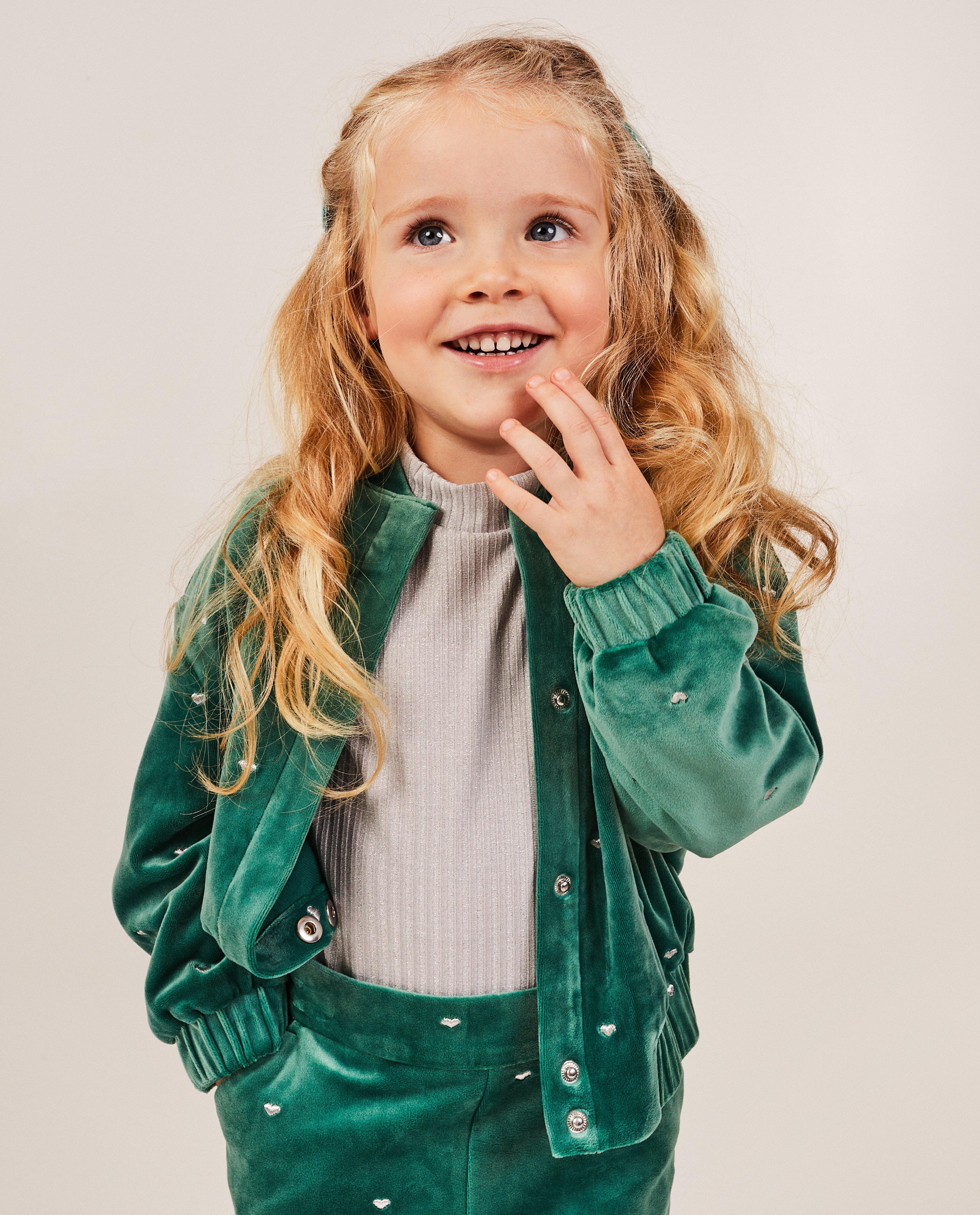 Cardigan - Bomber van fluweel met broche, 2-7 jaar