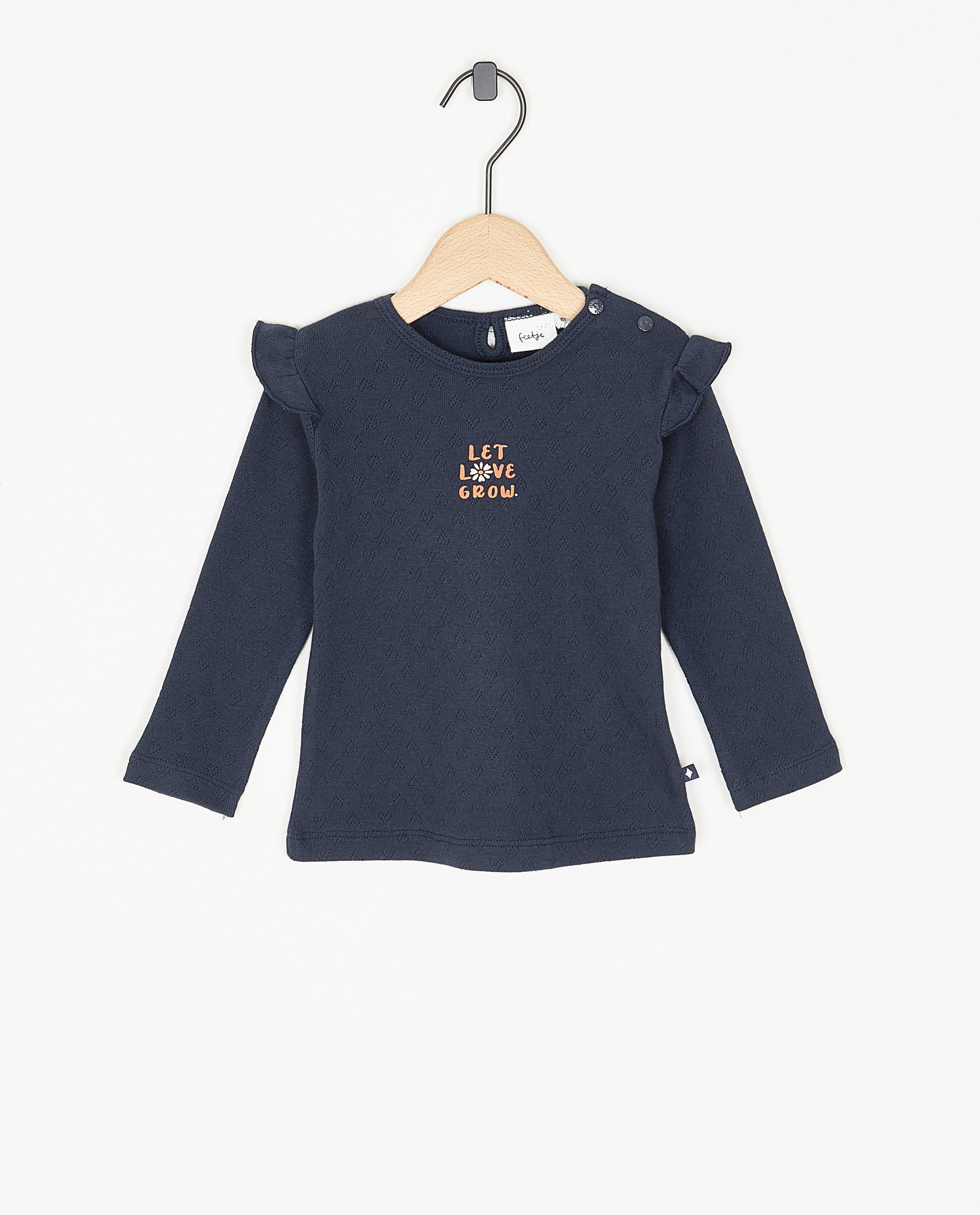 Donkerblauwe longsleeve met ajour - null - Feetje