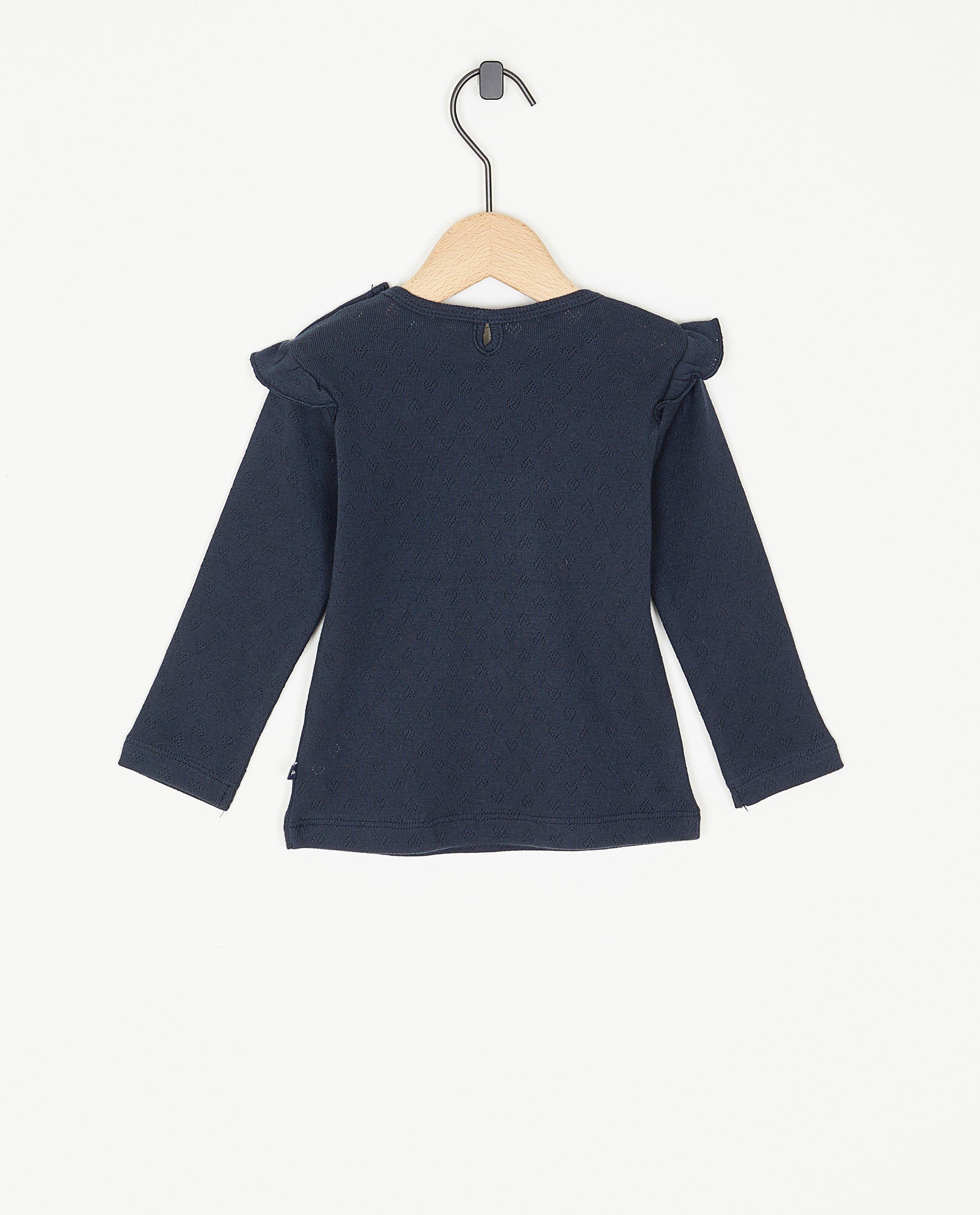 T-shirts - Donkerblauwe longsleeve met ajour
