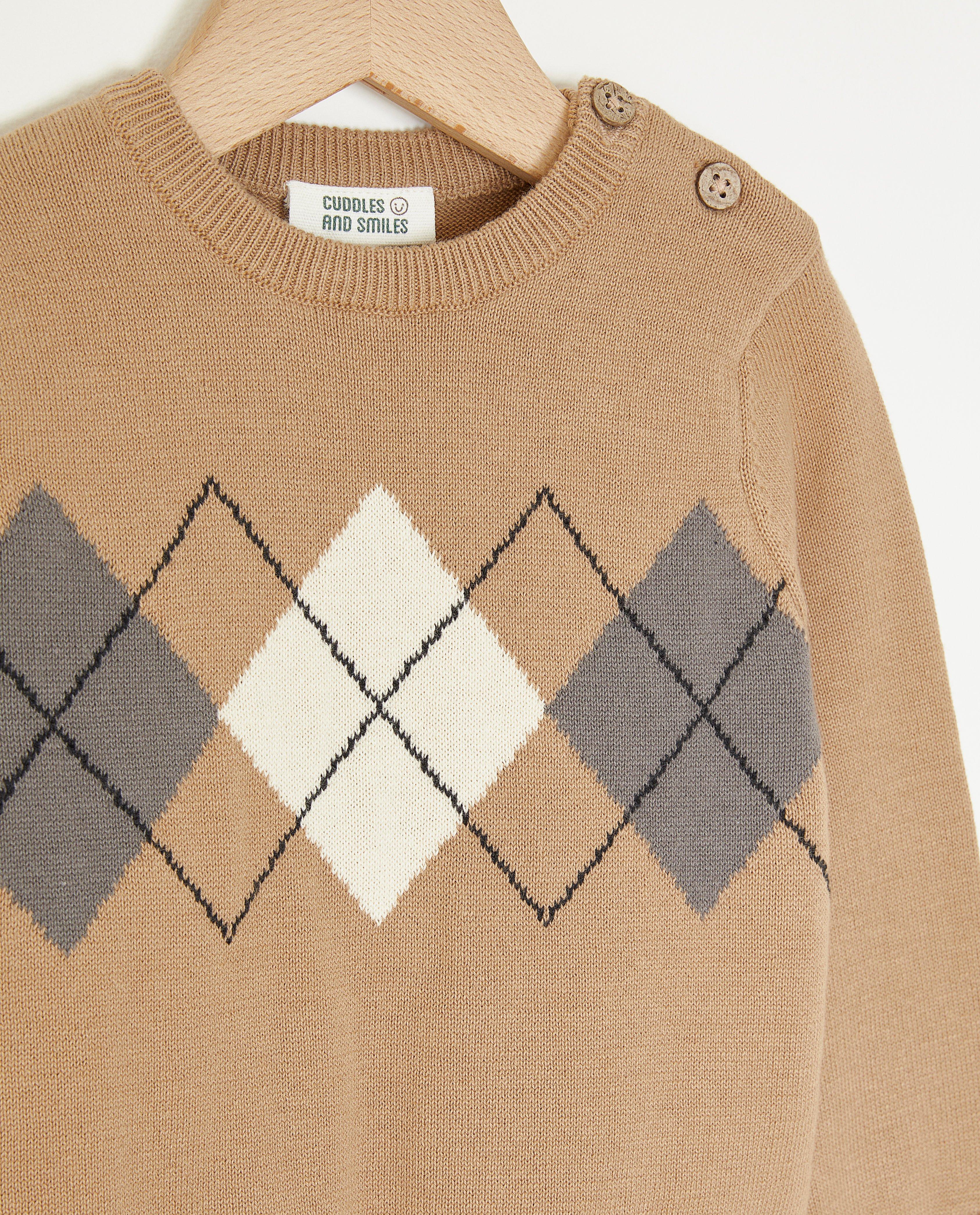 Pulls - Pull brun à carreaux