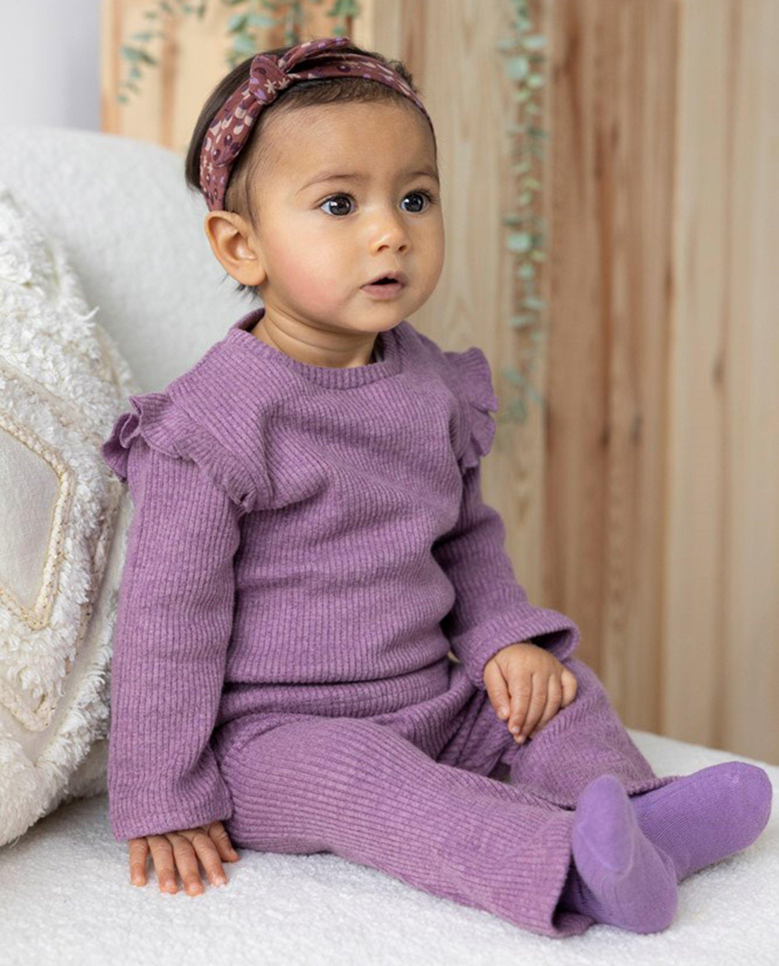 Pantalon mauve côtelé, jambes larges - null - Feetje