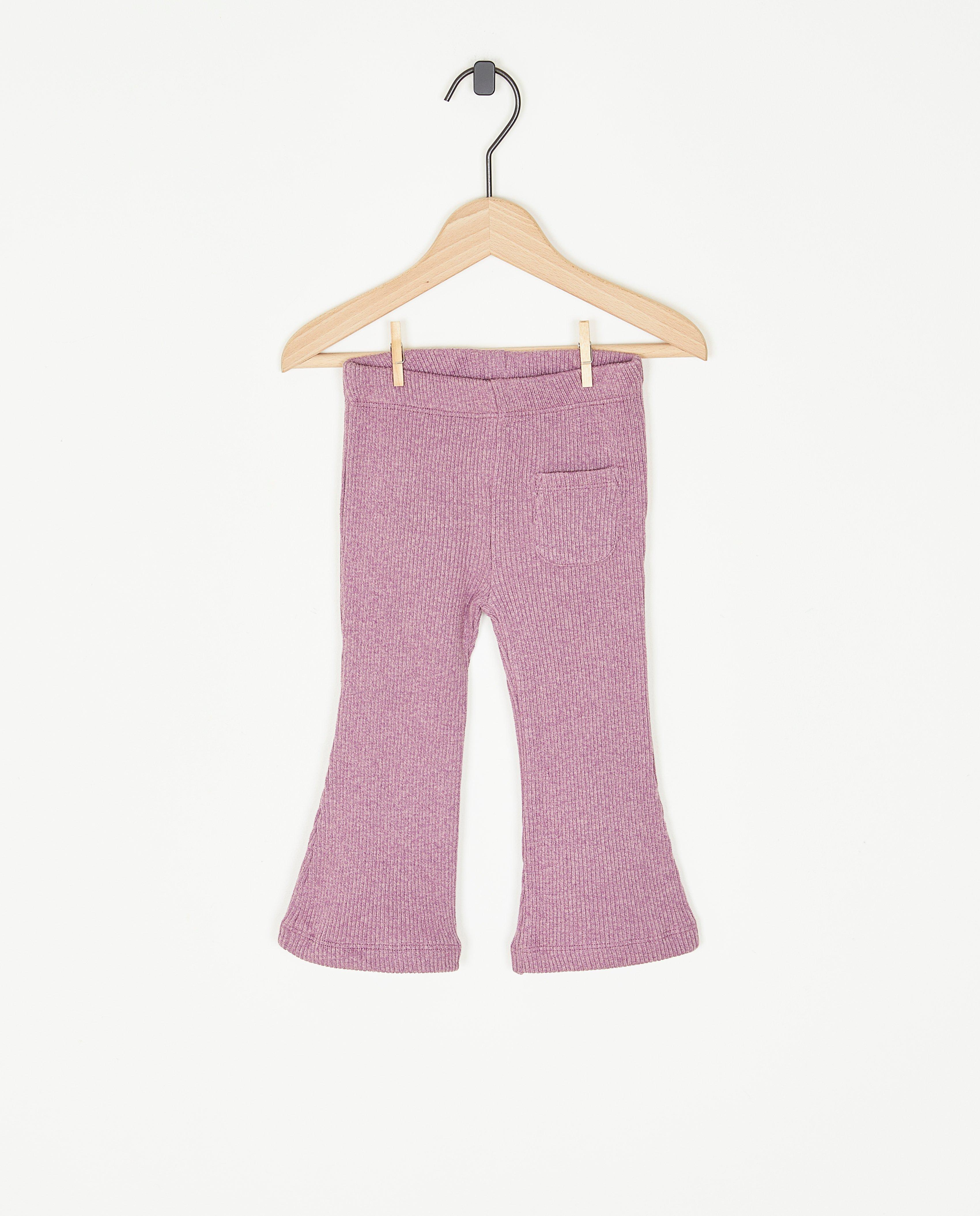 Pantalons - Pantalon mauve côtelé, jambes larges