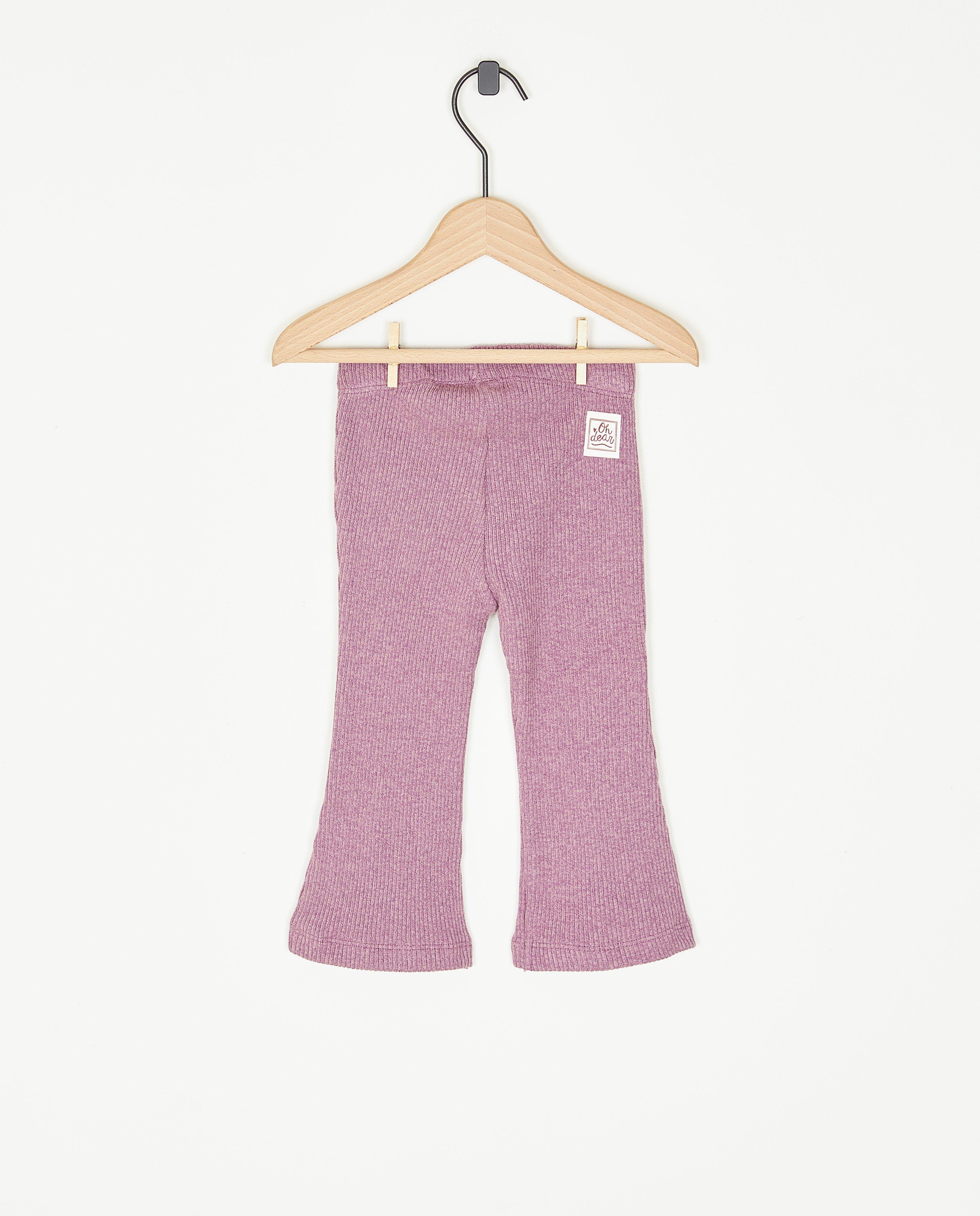 Pantalons - Pantalon mauve côtelé, jambes larges