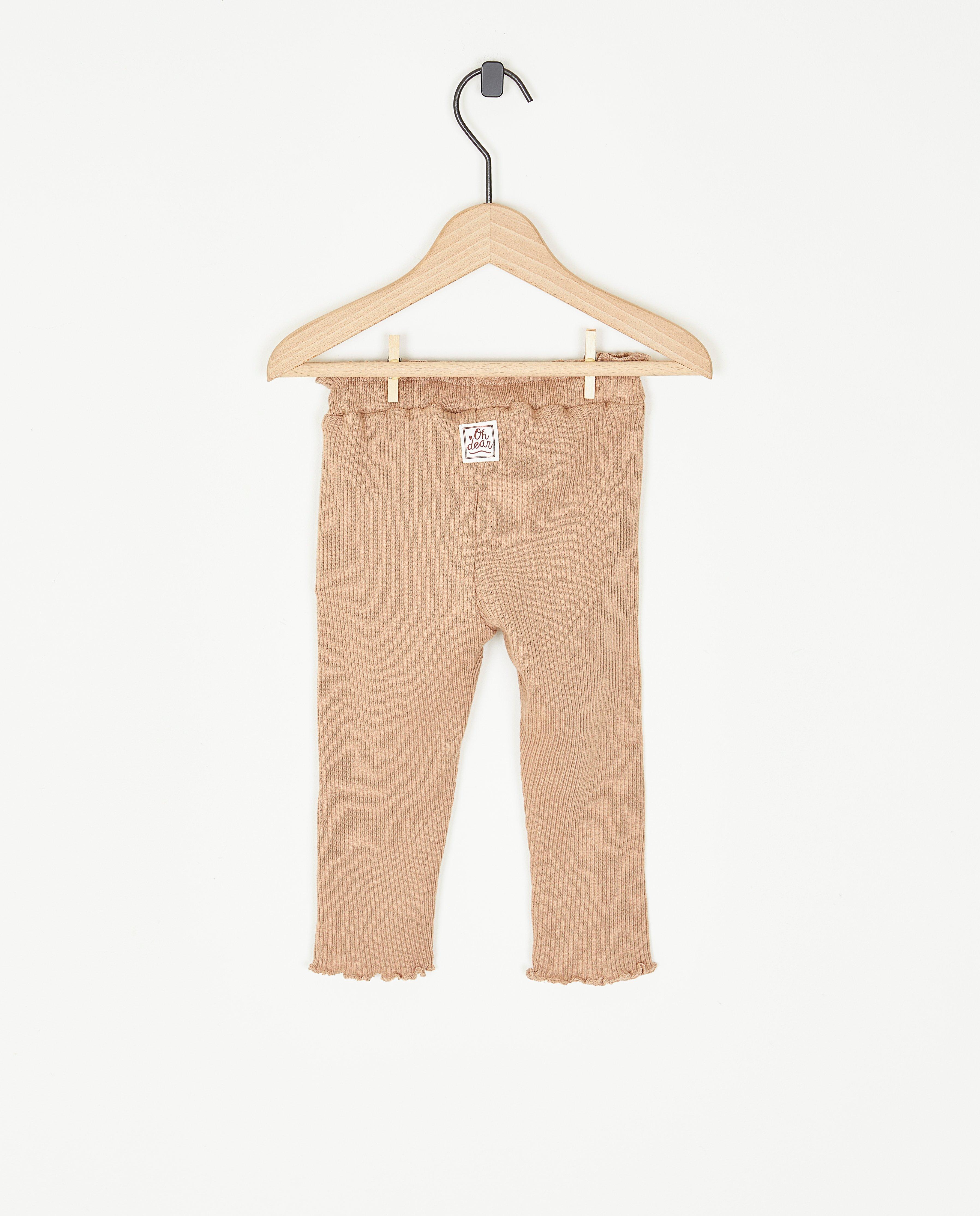 Leggings - Beige legging met rib