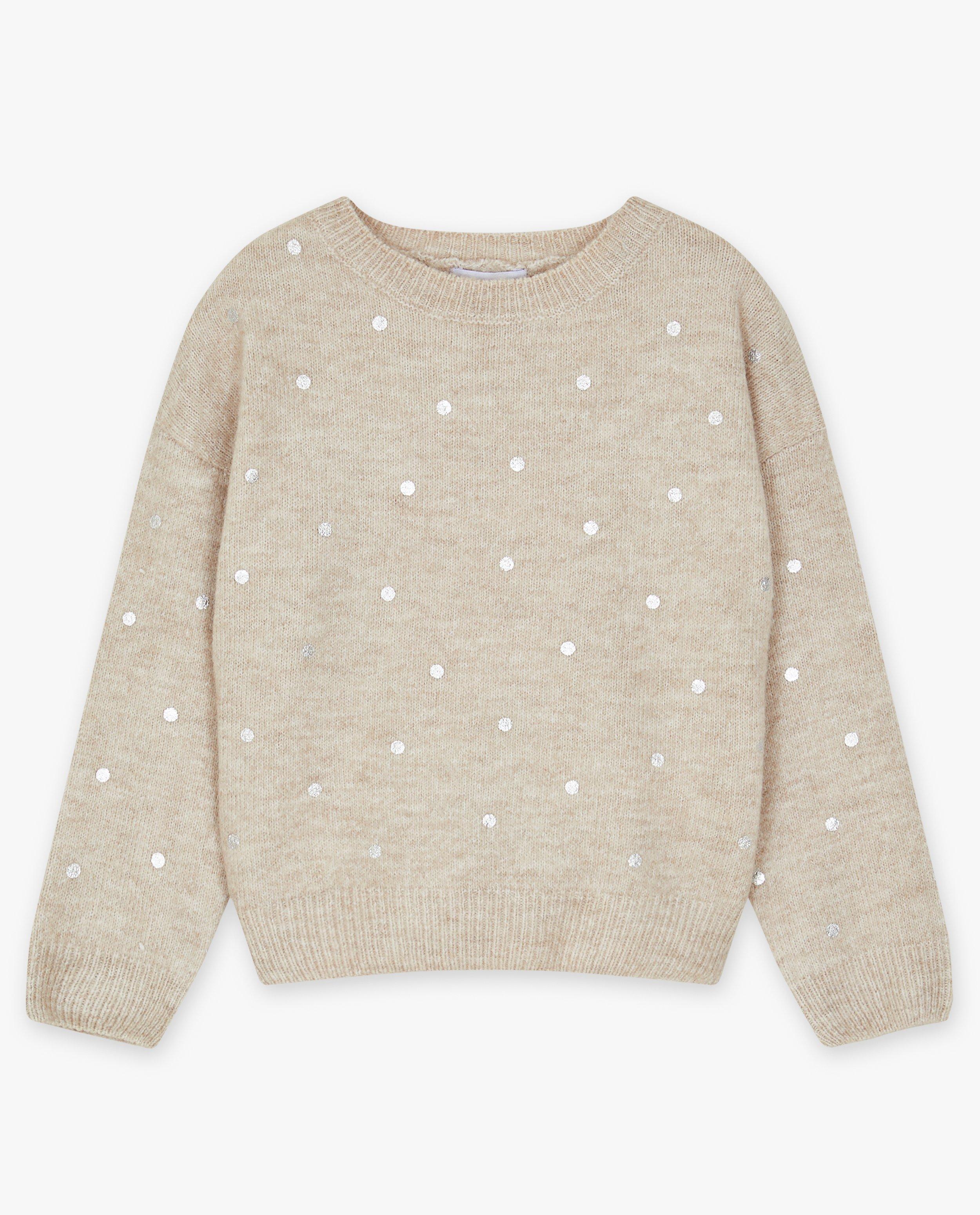 Truien - Beige trui met stippen