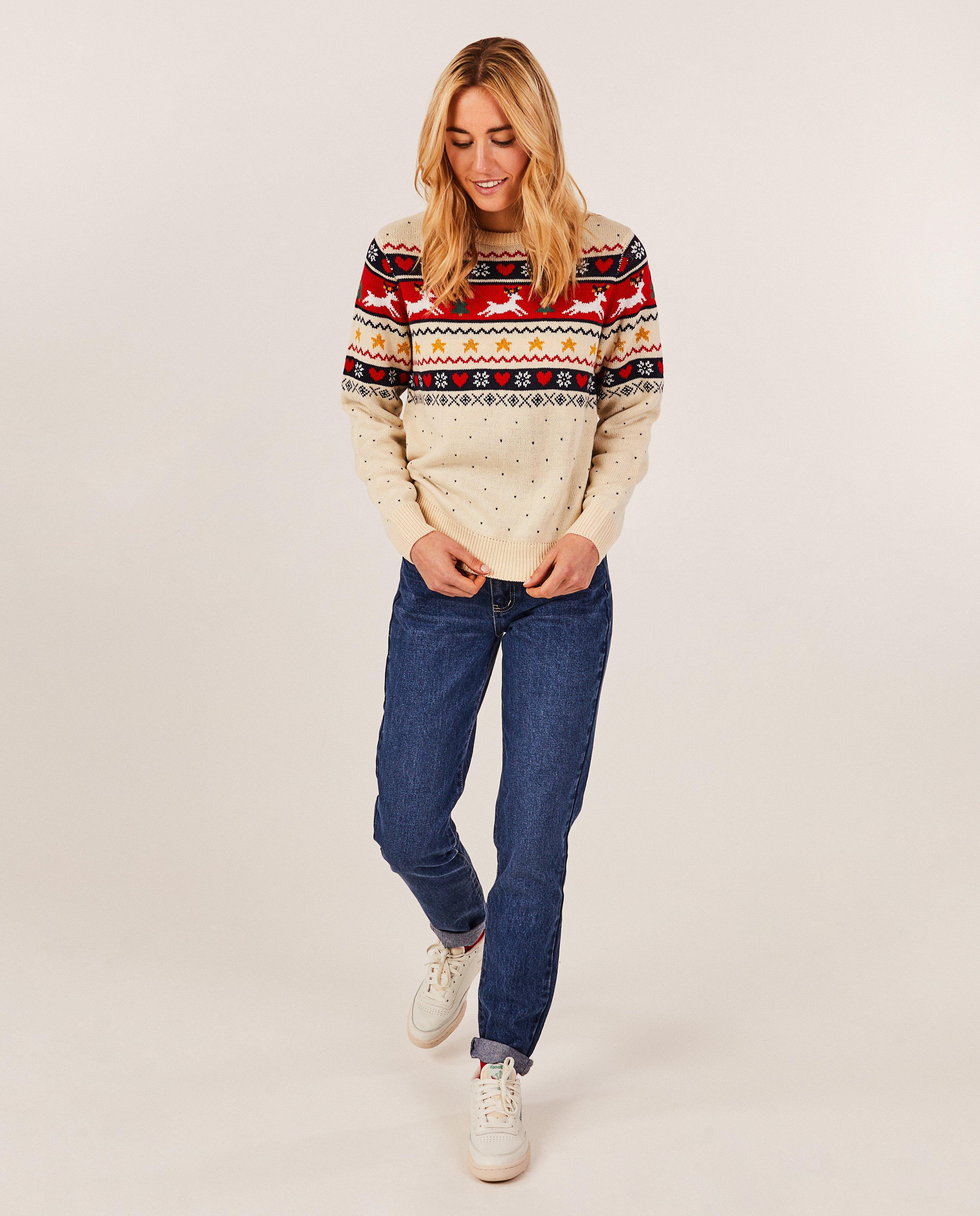 Pull de Noël blanc, femmes - null - Familystories