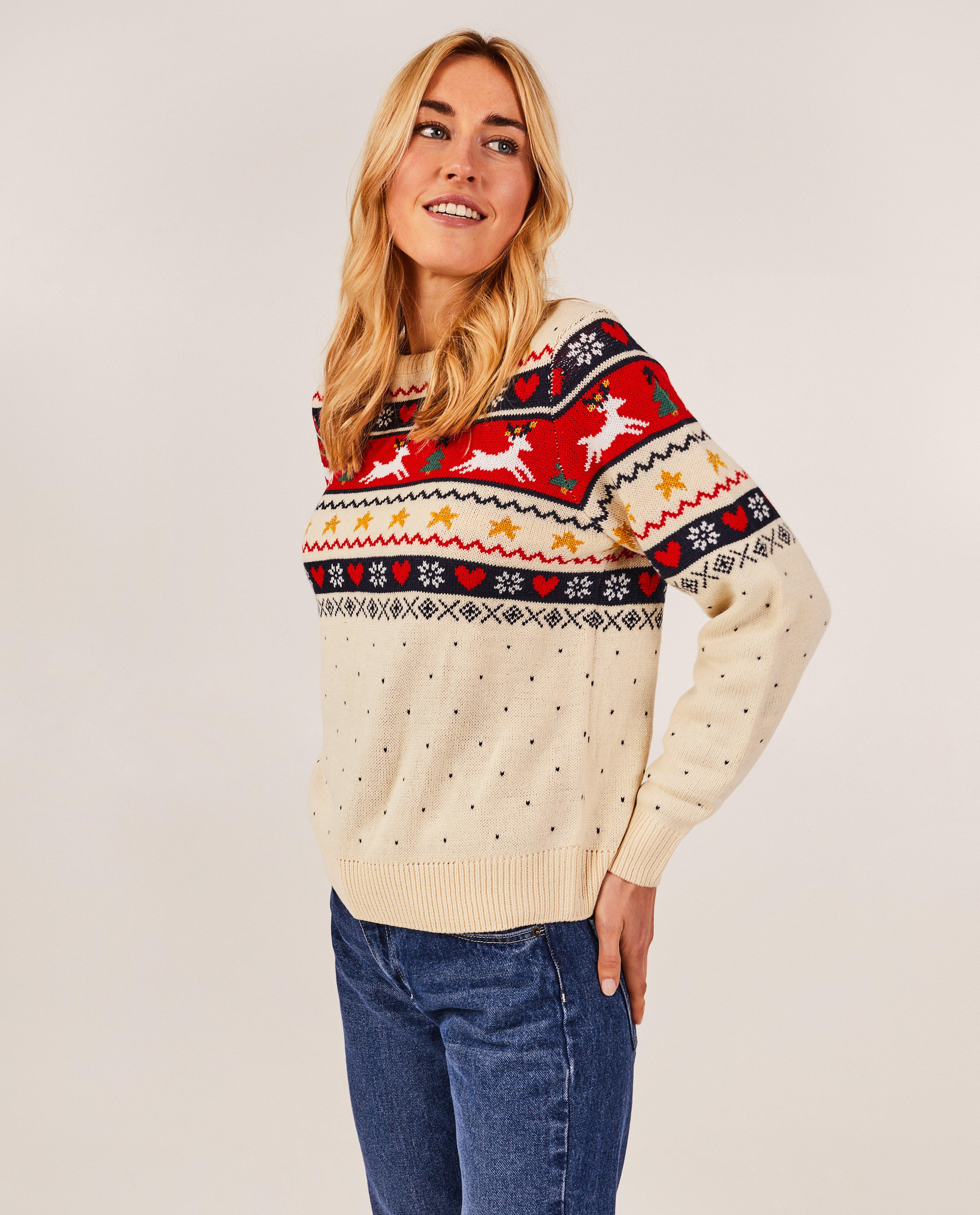 Pulls - Pull de Noël blanc, femmes