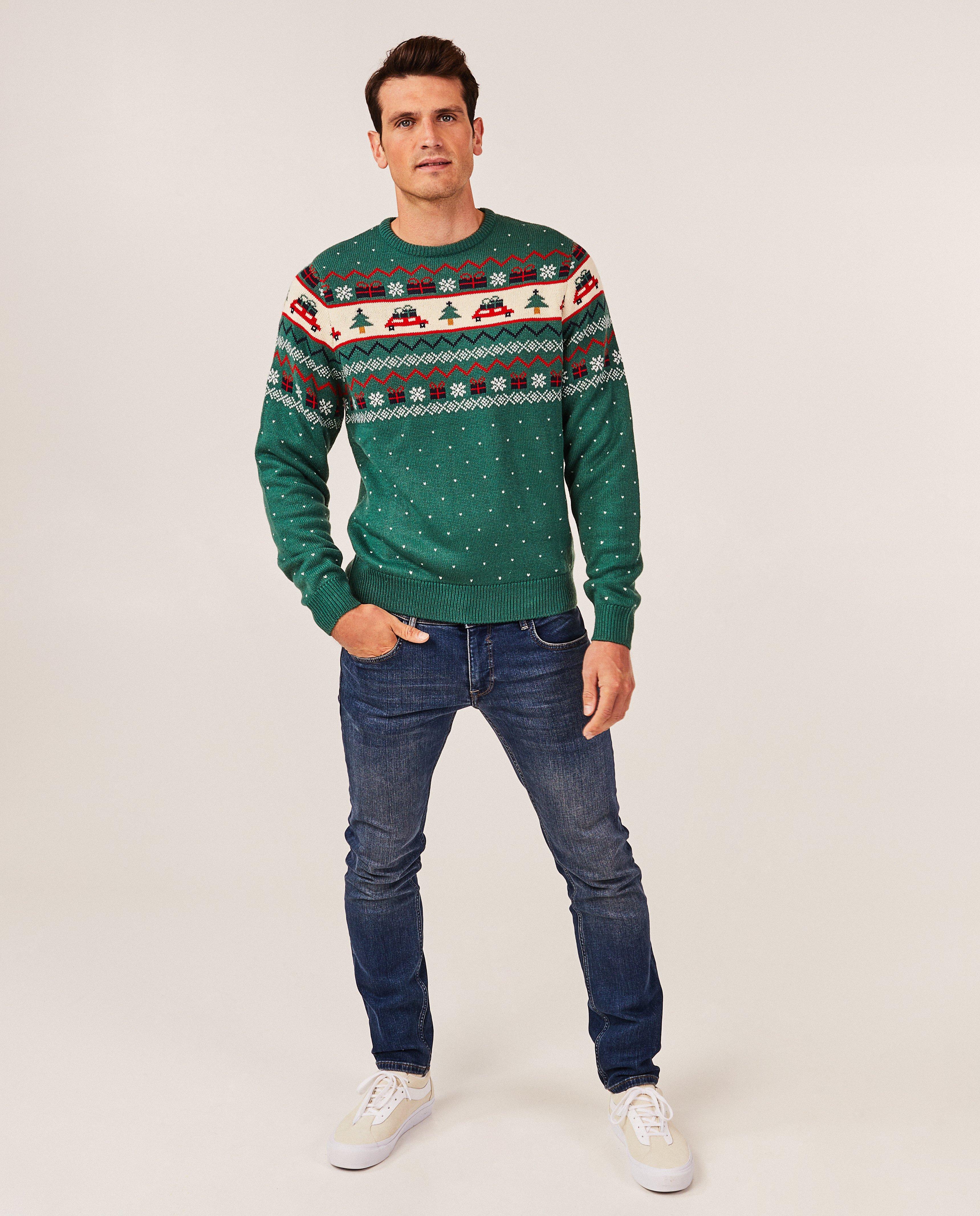 Groene kersttrui, heren - null - Familystories