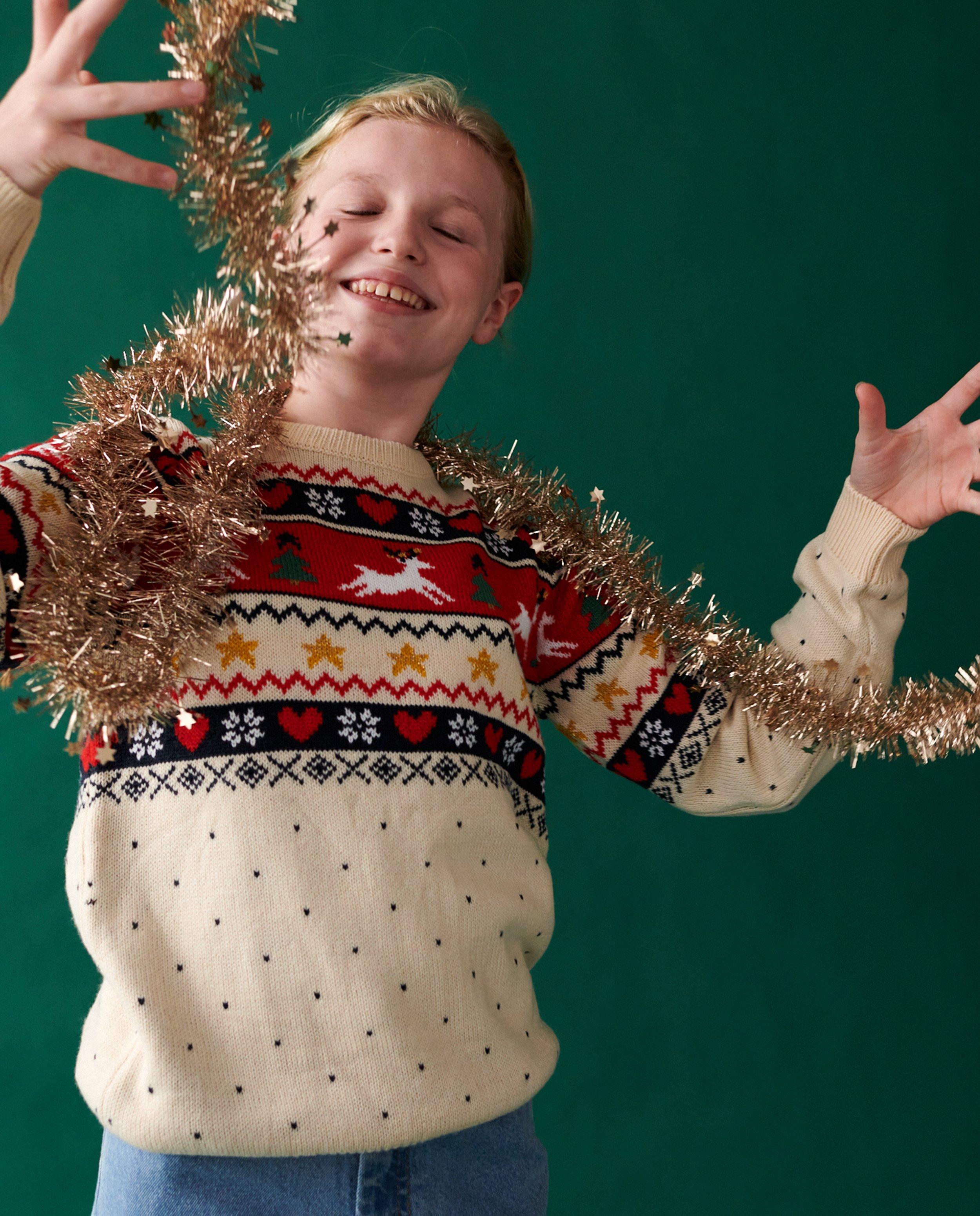 Witte kersttrui, 7-14 jaar - null - Familystories