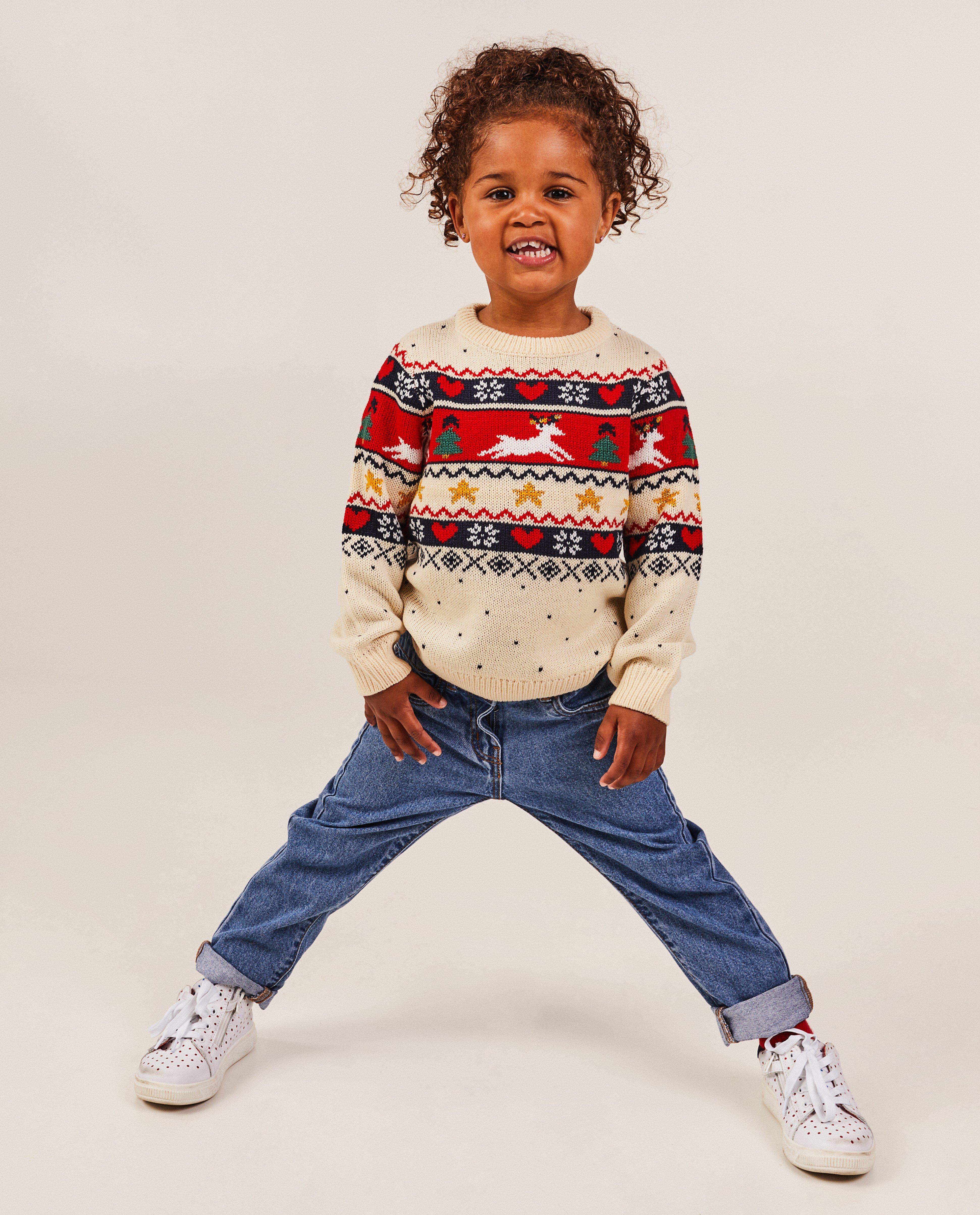 Witte kersttrui, unisex, 2-7 jaar - null - Familystories