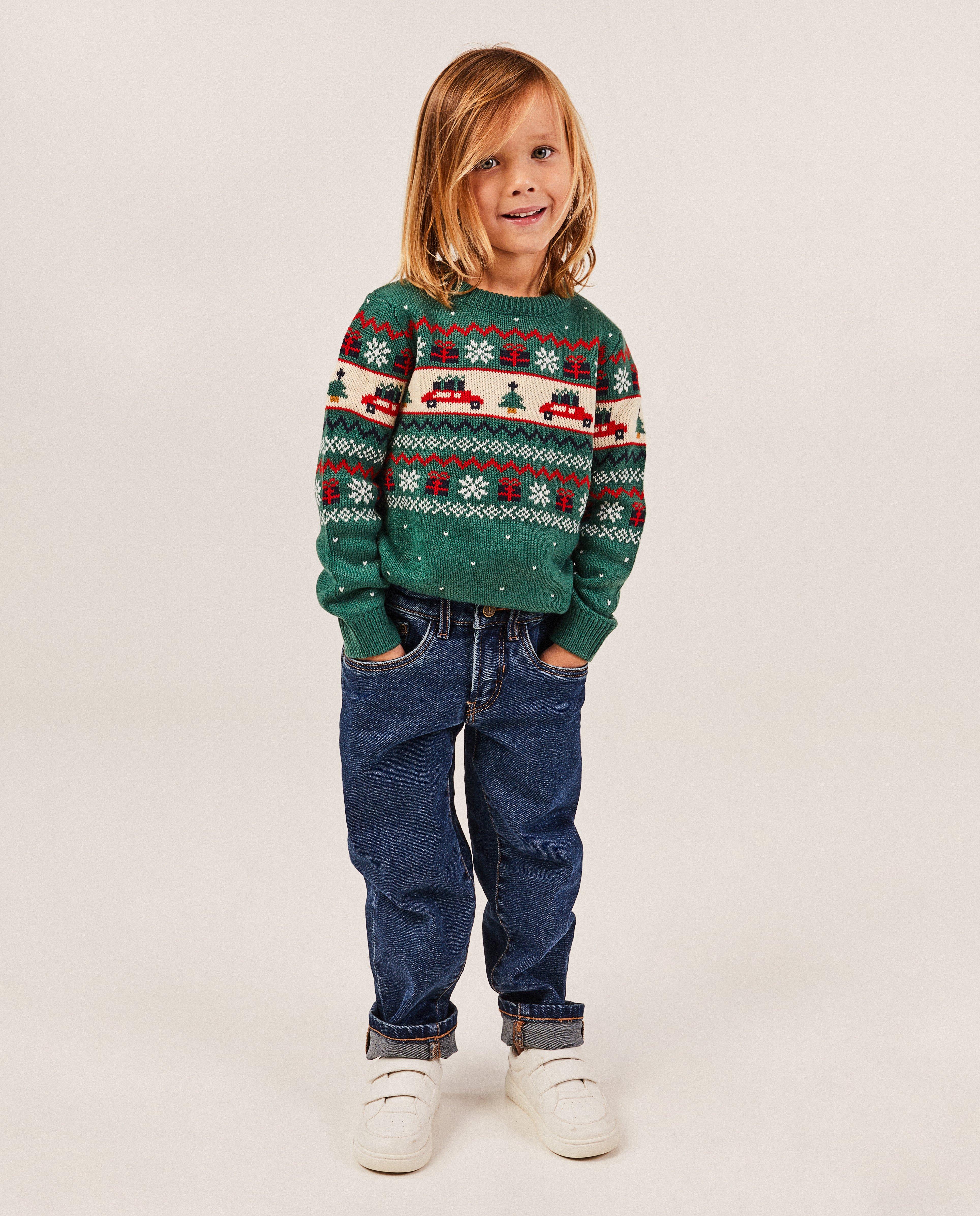Groene kersttrui, unisex, 2-7 jaar - null - Familystories