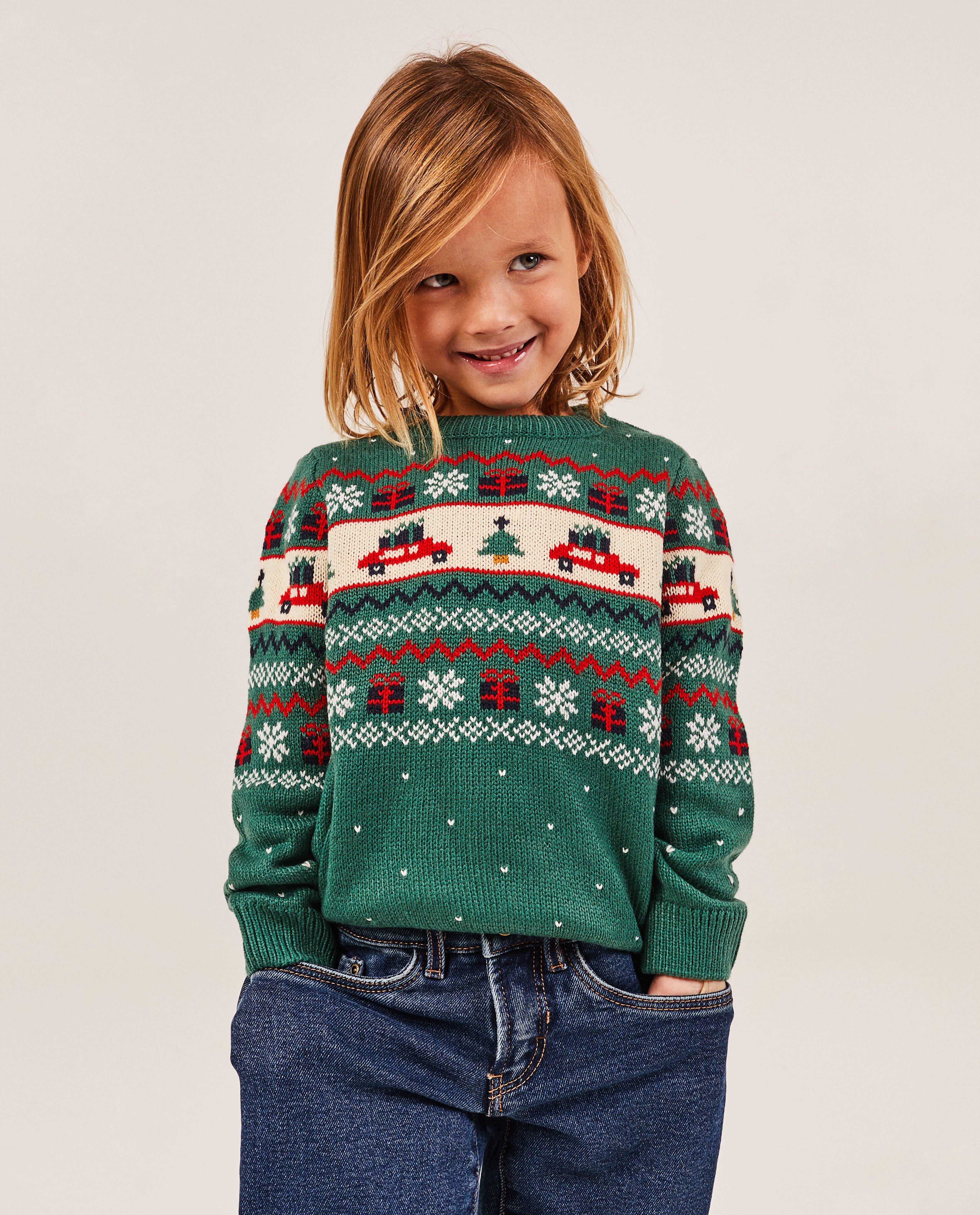 Groene kersttrui unisex 2 7 jaar Familystories JBC Belgie Belgie