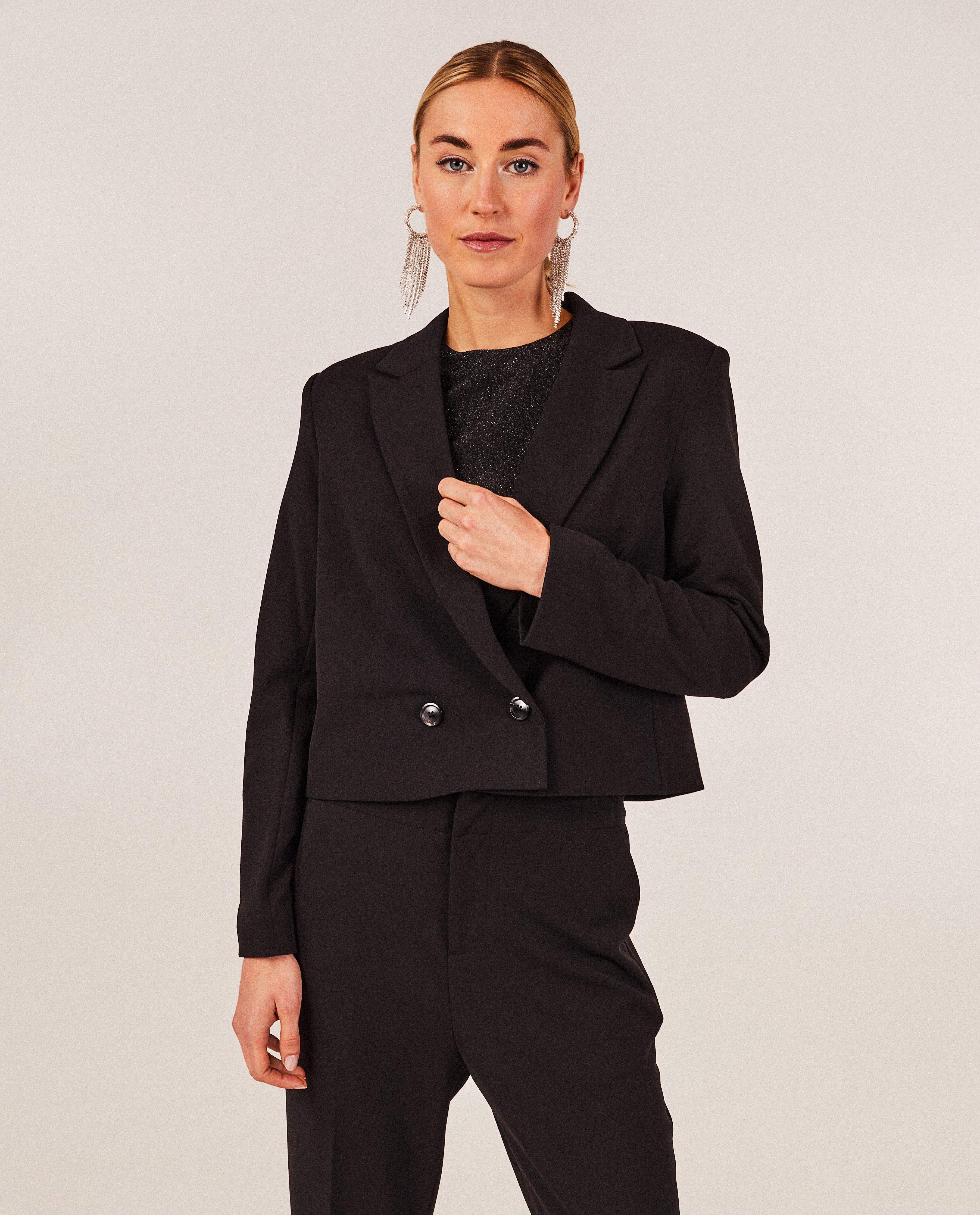 Blazers - Zwarte blazer, cropped fit