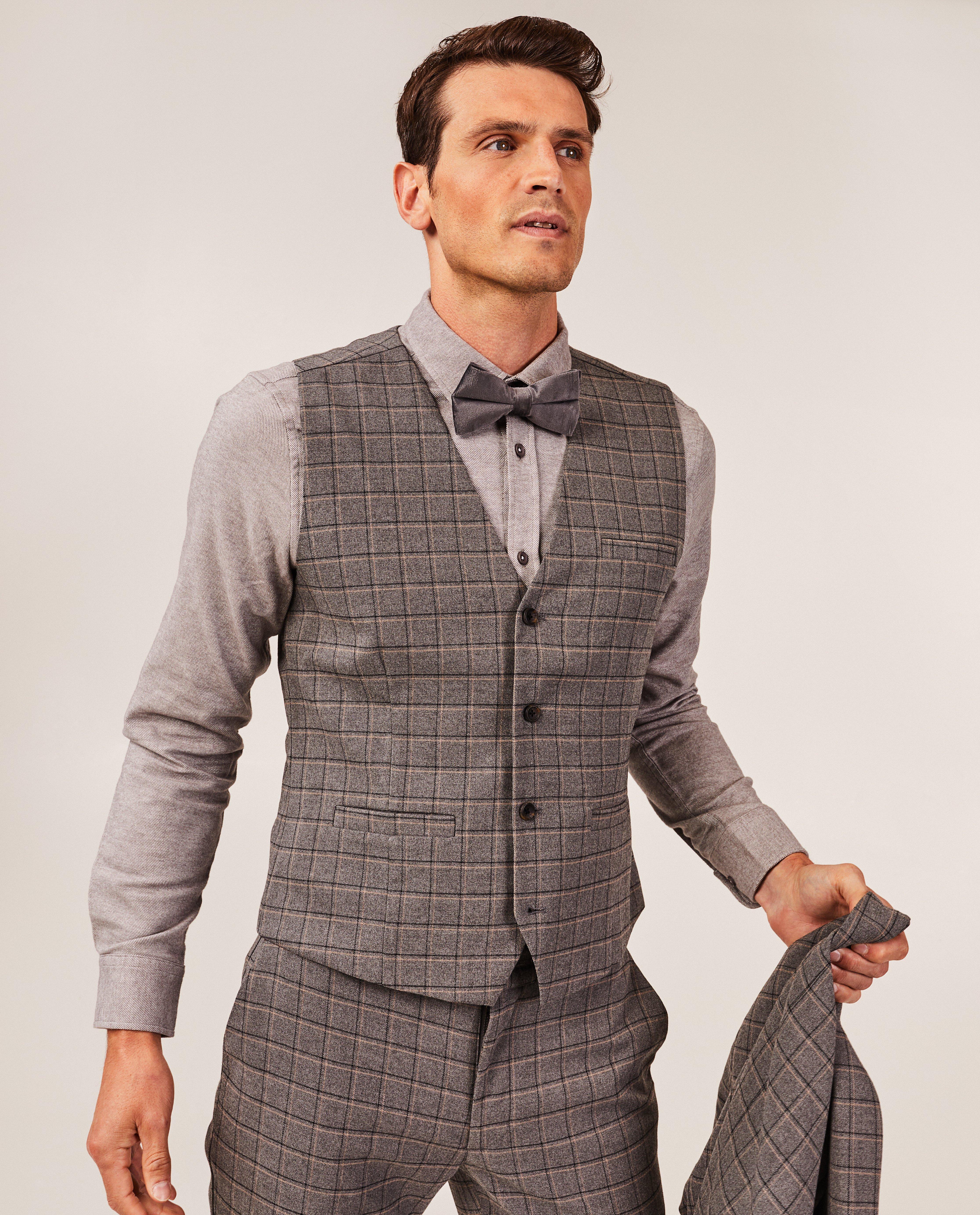 Cardigan - Kostuumgilet met ruiten, heren
