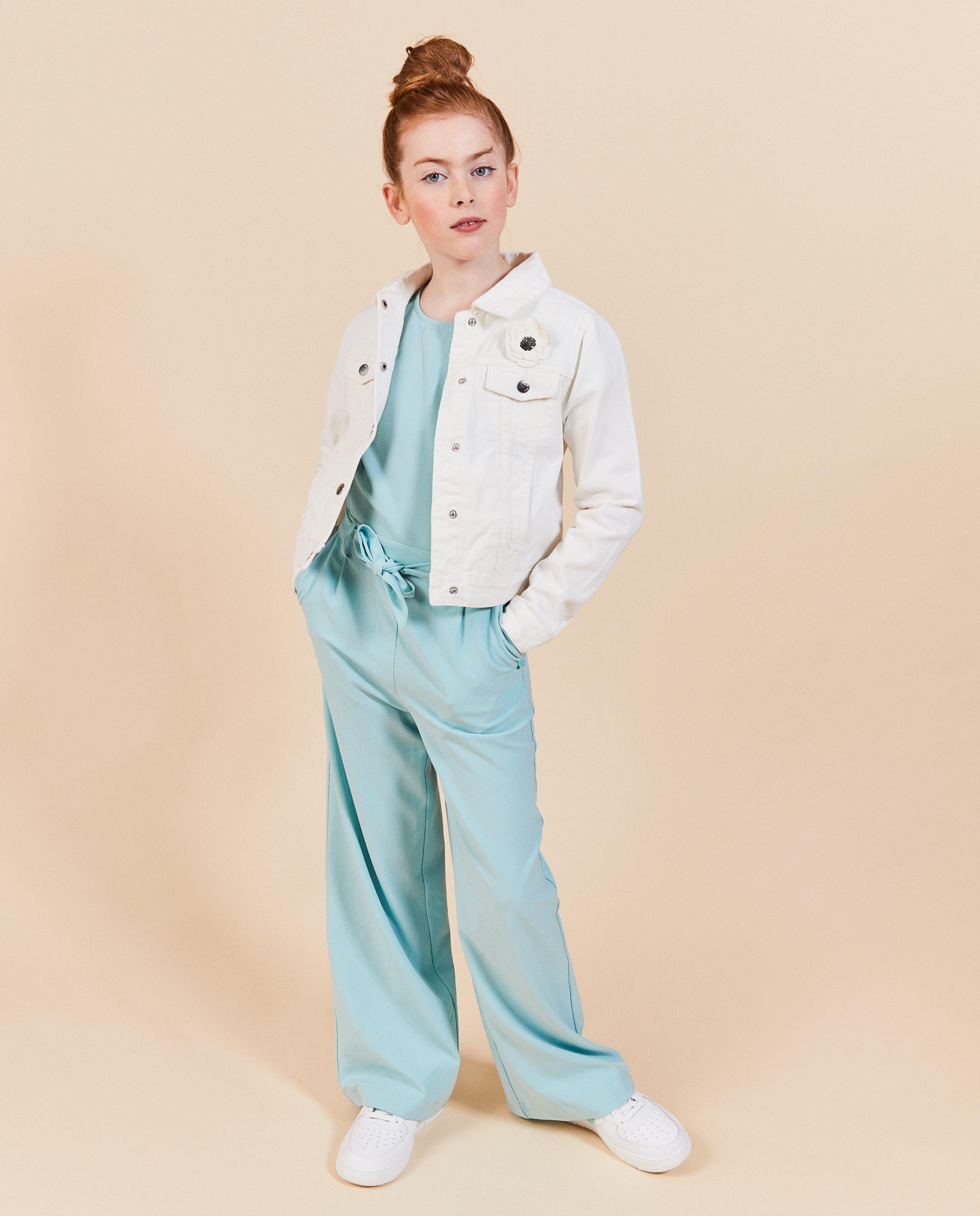 Blazers - Wit jeansvest met broche, feest