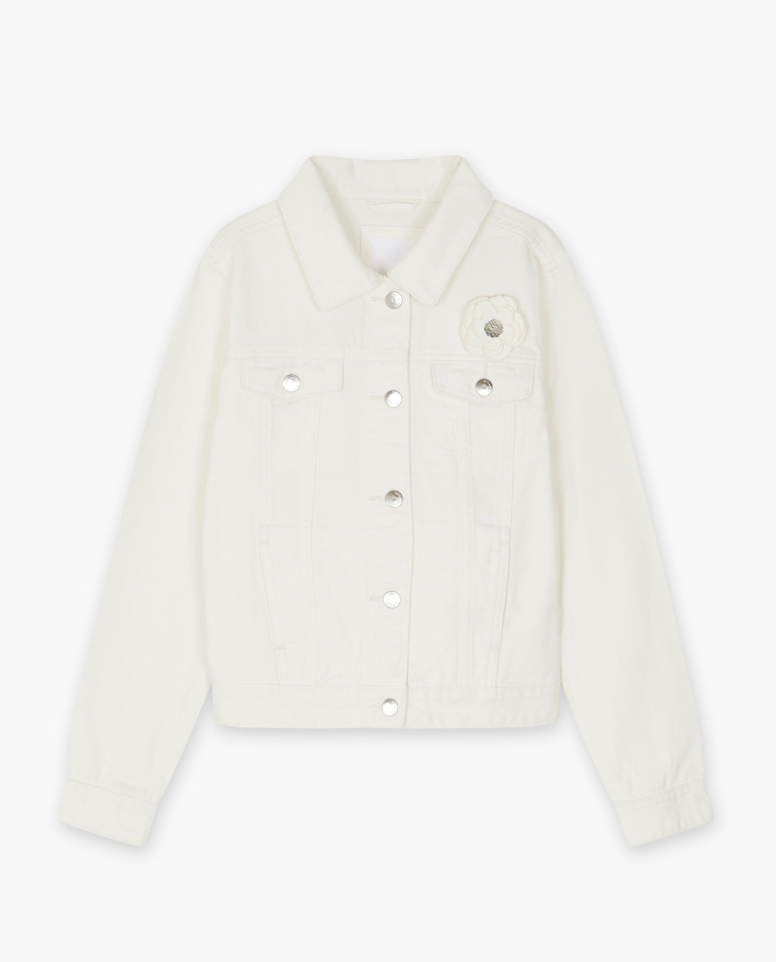 Blazers - Wit jeansvest met broche, feest