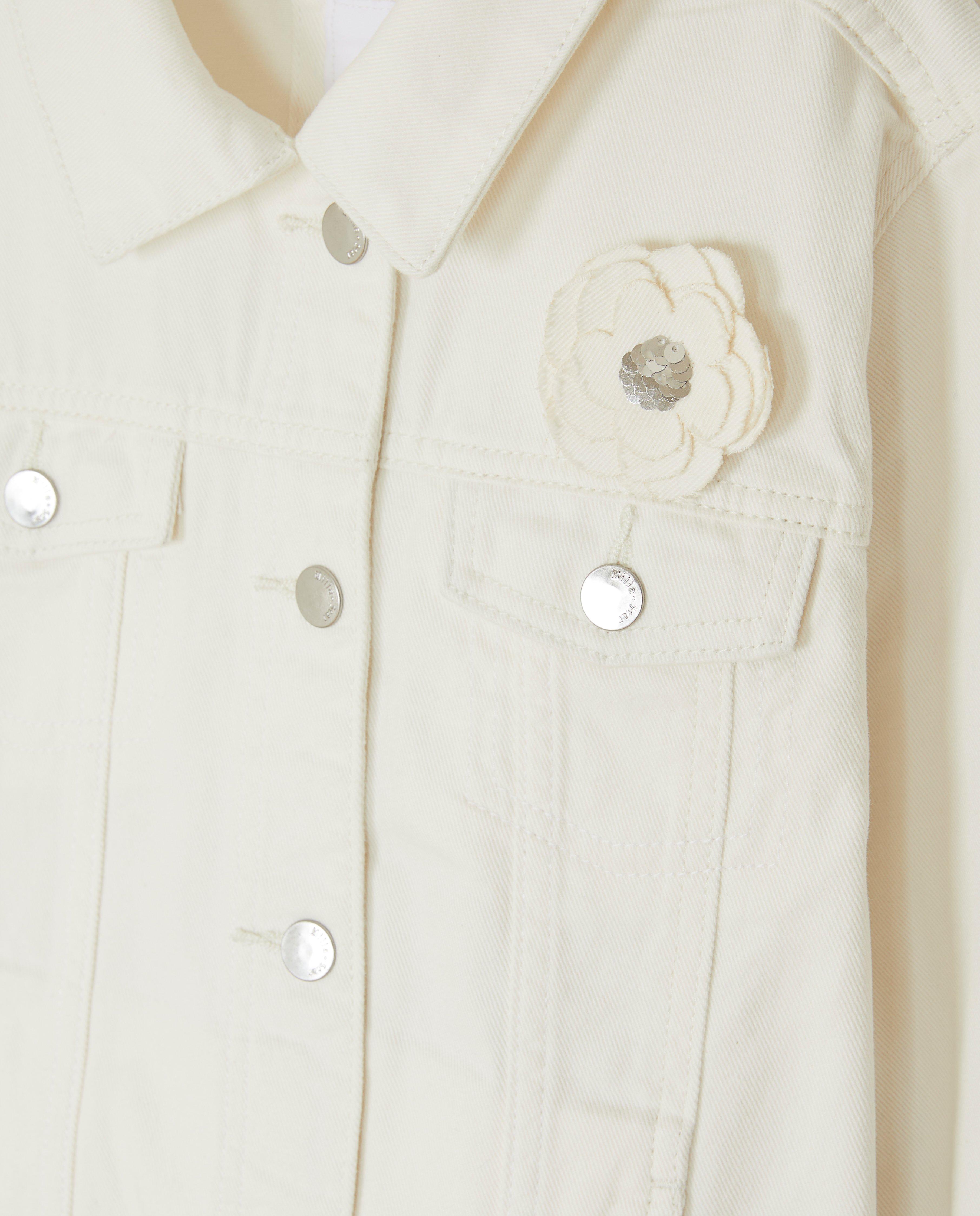 Blazers - Wit jeansvest met broche, feest