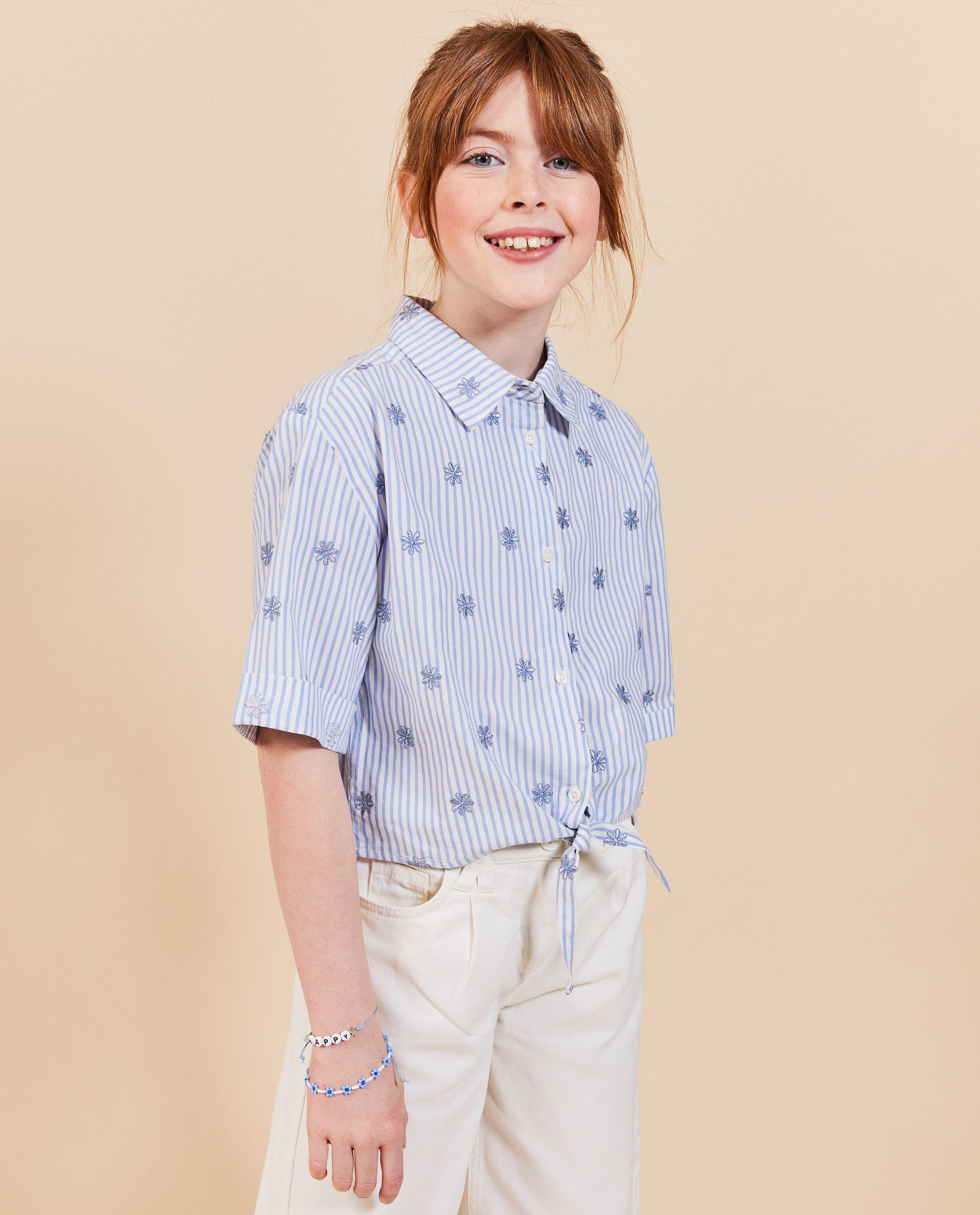 Hemden - Blouse met geborduurde bloemen, feest