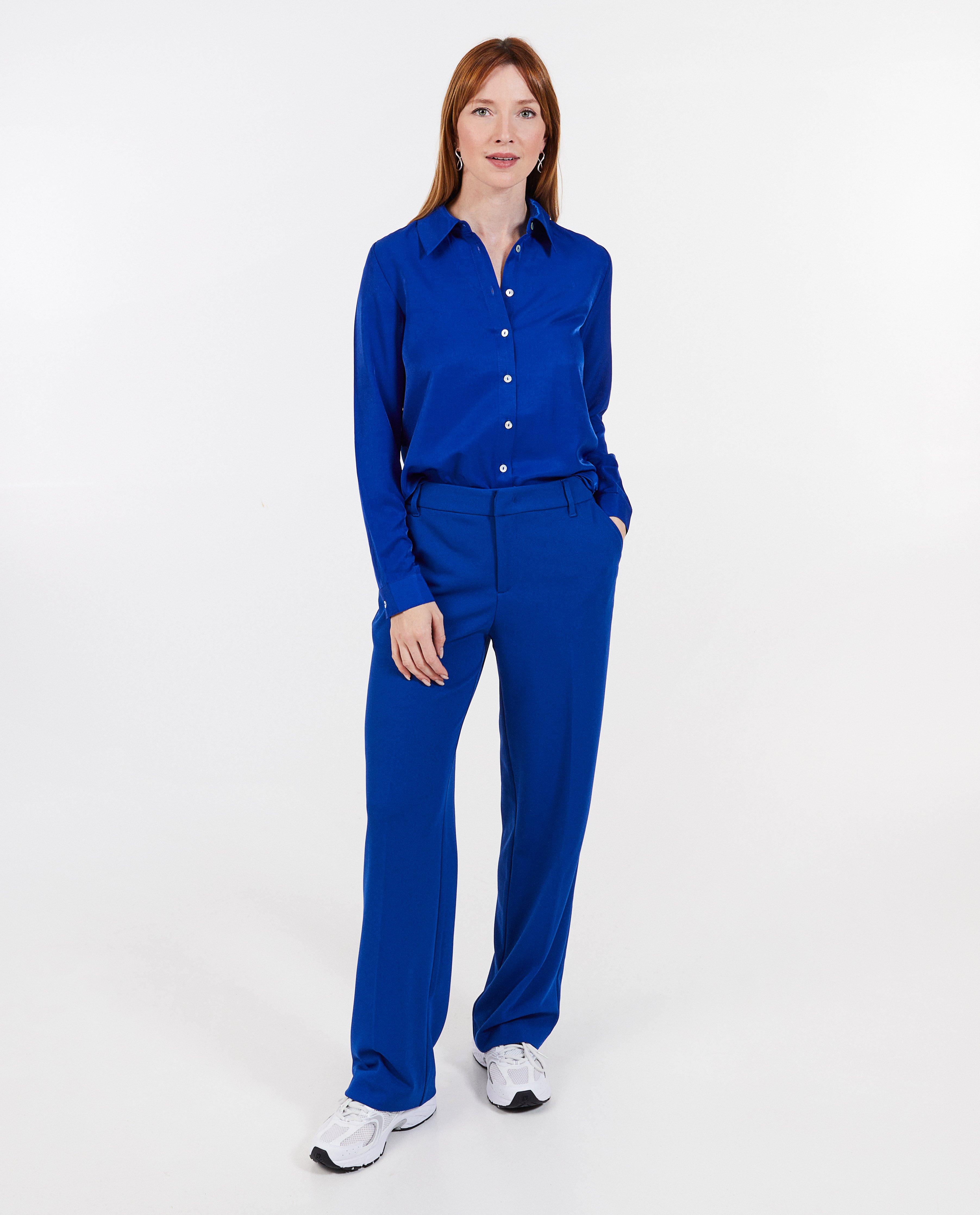 Blauwe broek met structuur - Product Detail - donkerblauw - afbeelding nummer 1