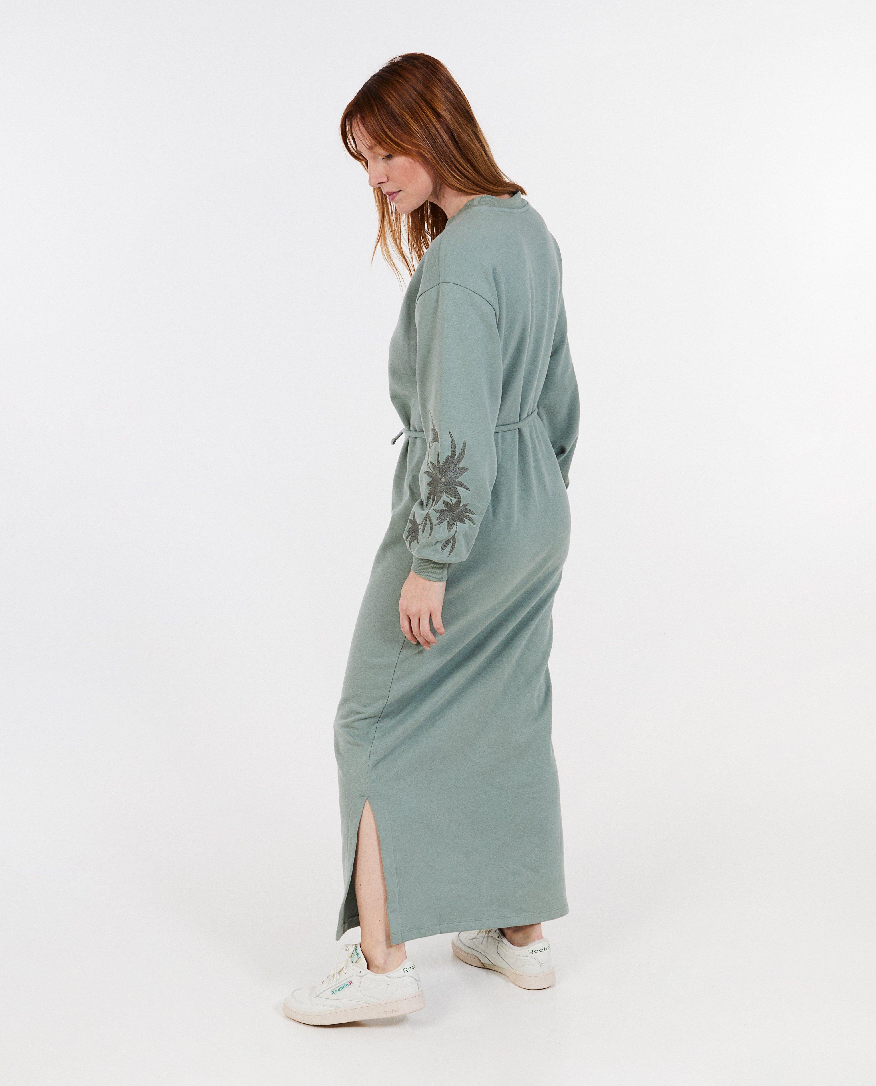 Kleedjes - Sweaterjurk met geborduurde bloemen