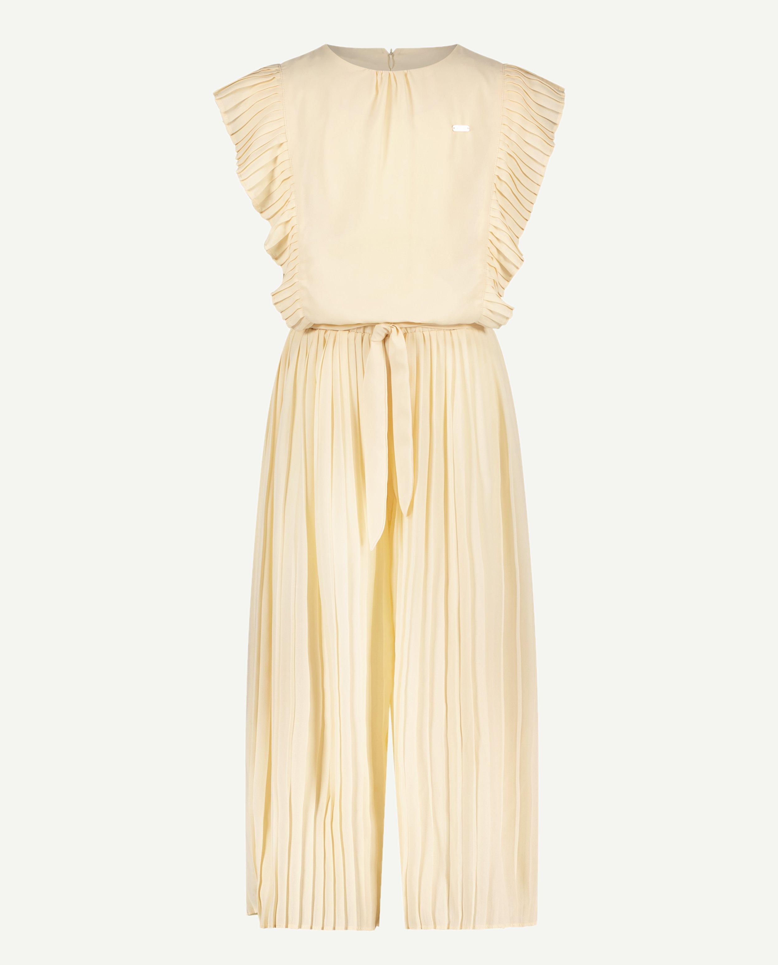 Jumpsuit - Beige jumpsuit met plooien, feest