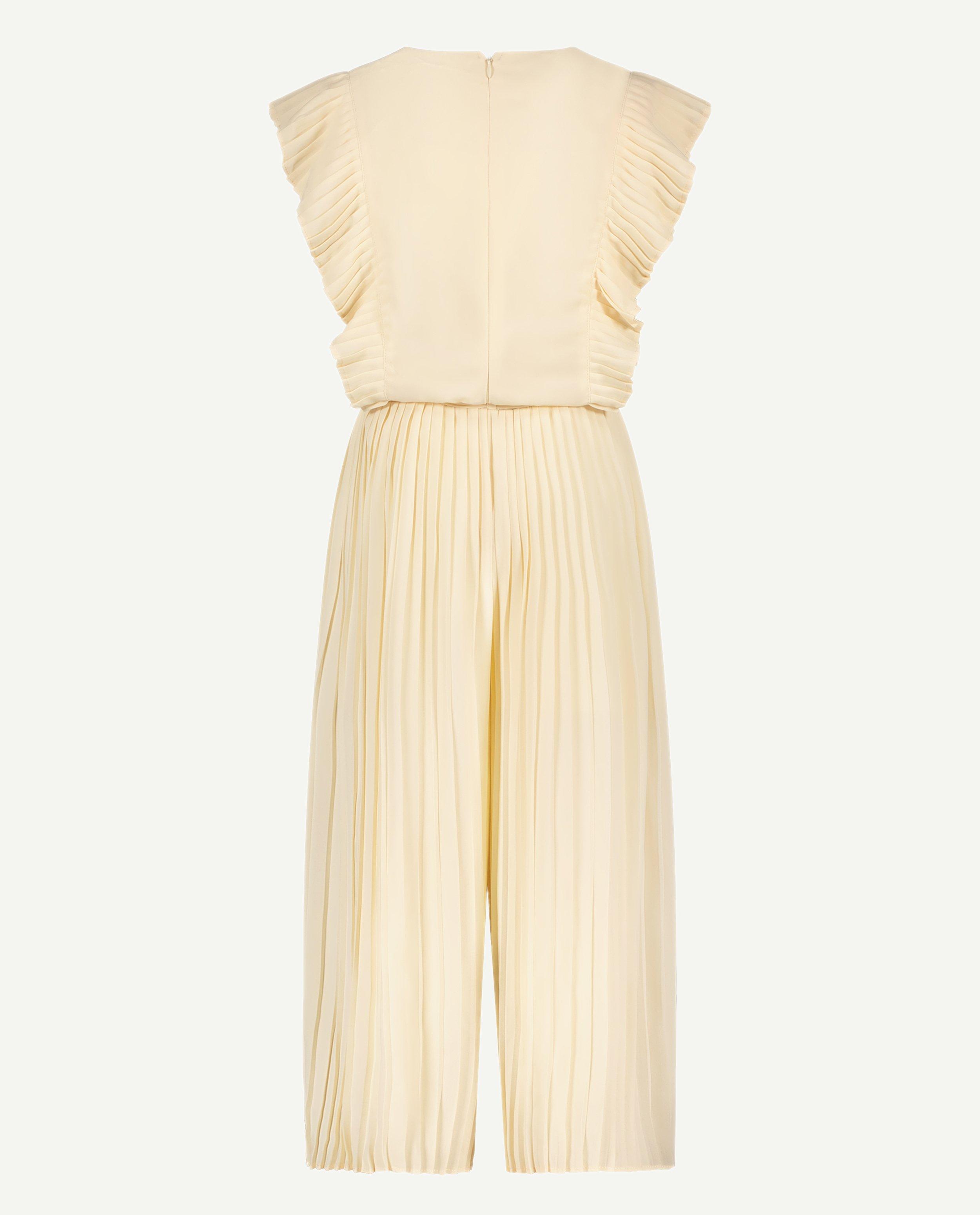 Jumpsuit - Beige jumpsuit met plooien, feest