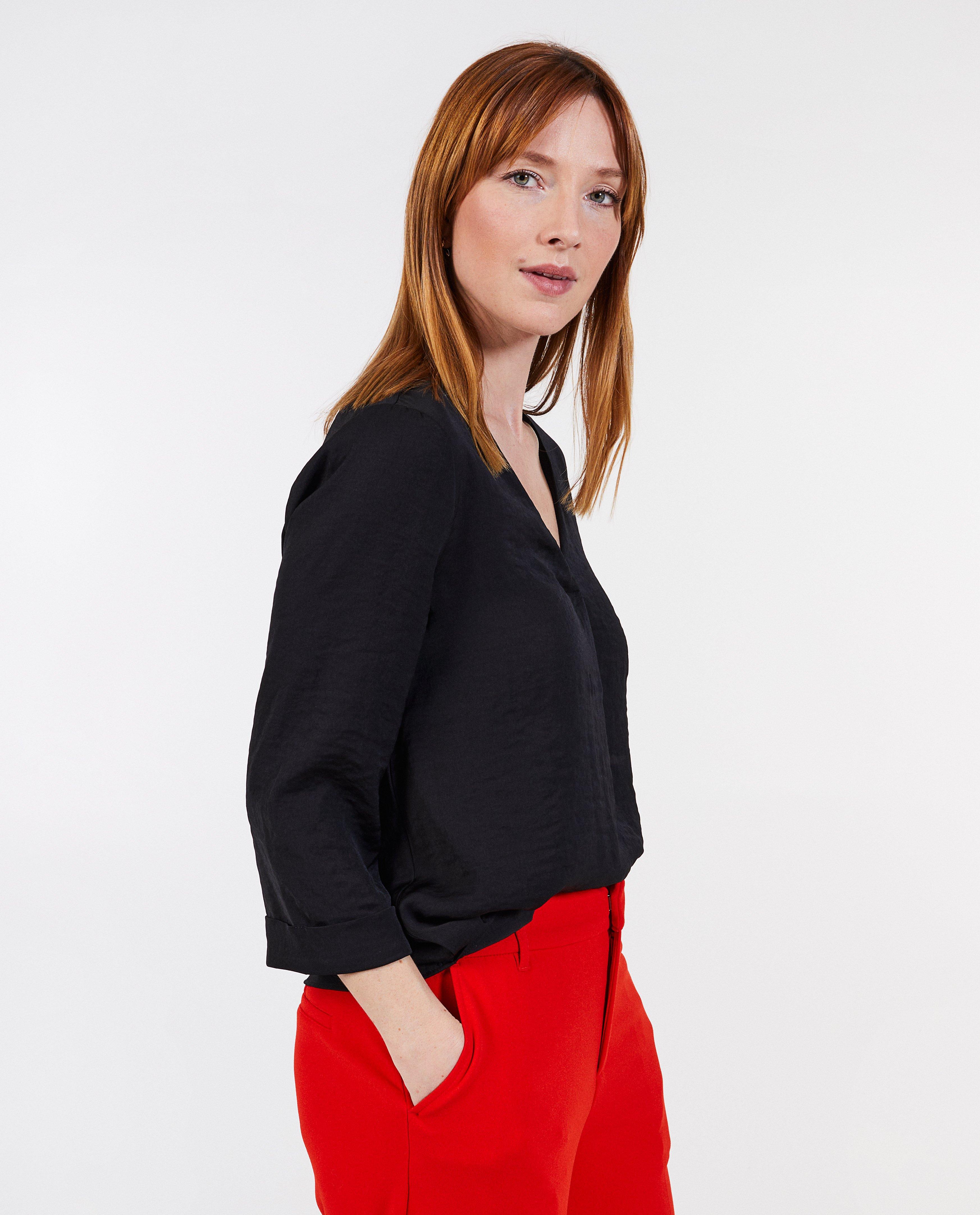 Satijnen blouse - Product Detail - zwart - afbeelding nummer 1