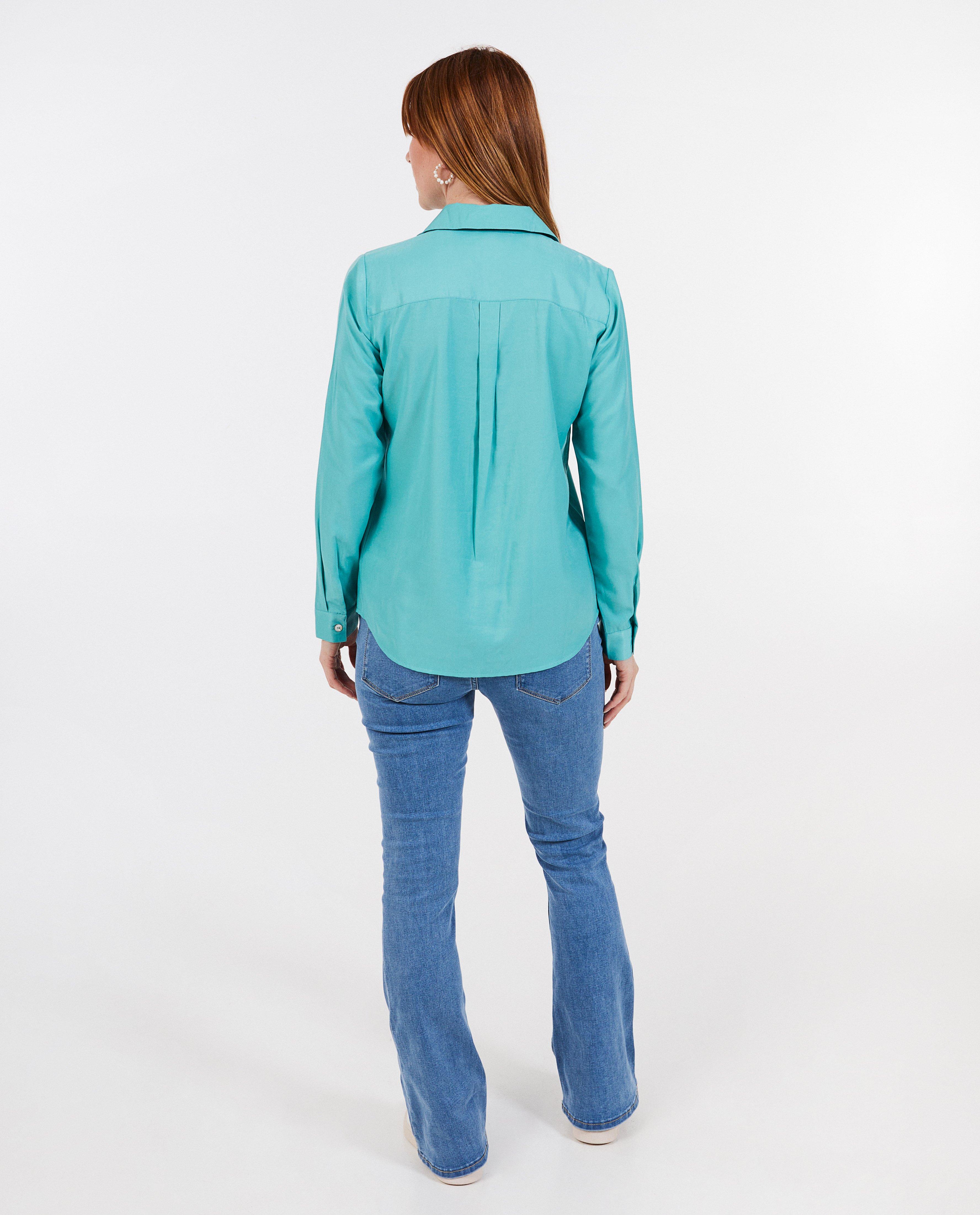 Chemises - Chemisier bleu en satin