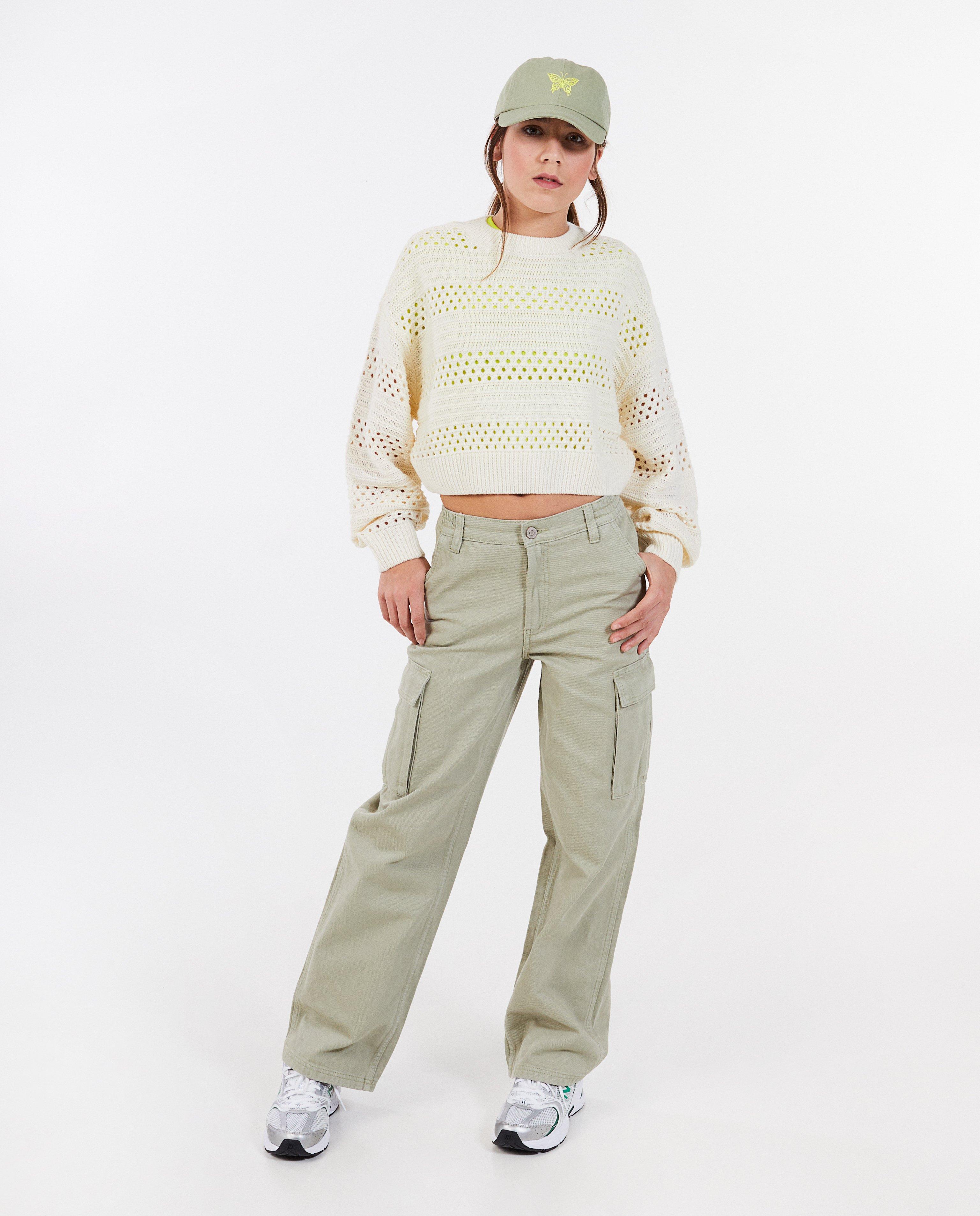 Lichtgroene jeans, cargo fit - null - Groggy