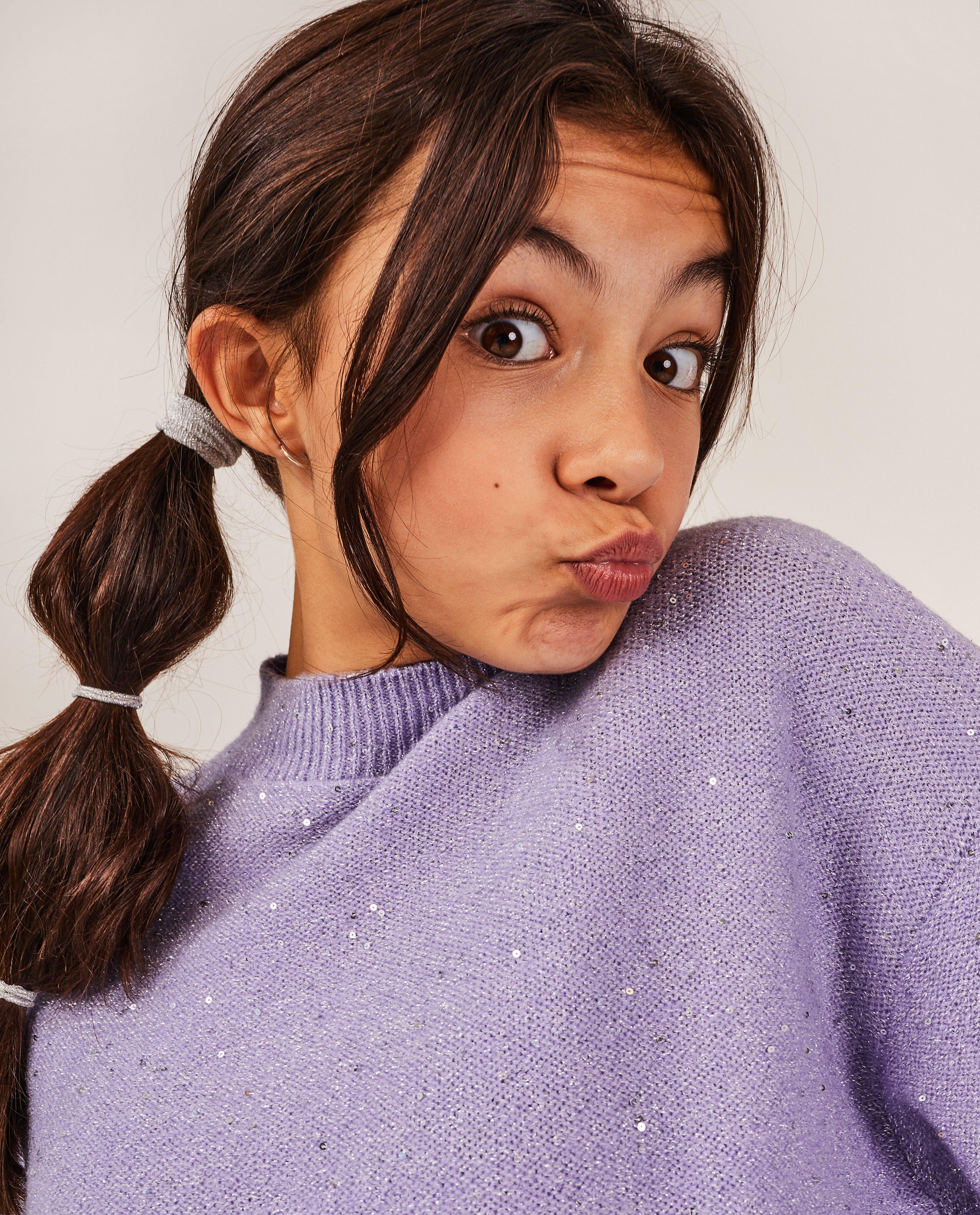 Pulls - Pull mauve à paillettes