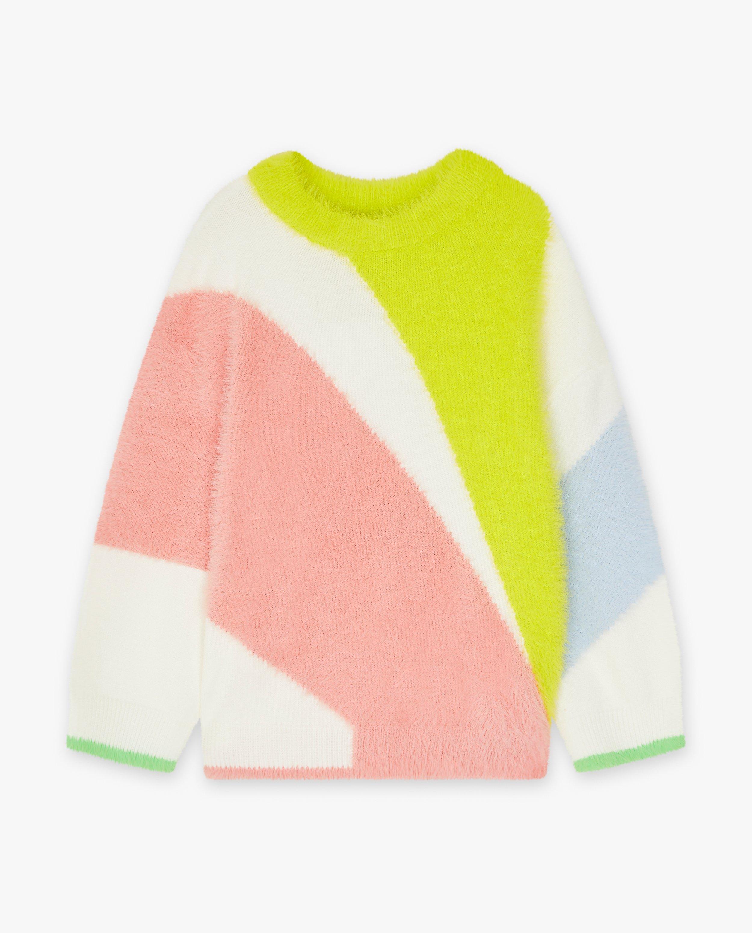 Truien - Fuzzy trui met color block, feest